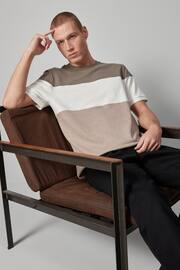Neutral Textured Colour Block T-Shirt - Image 4 of 8