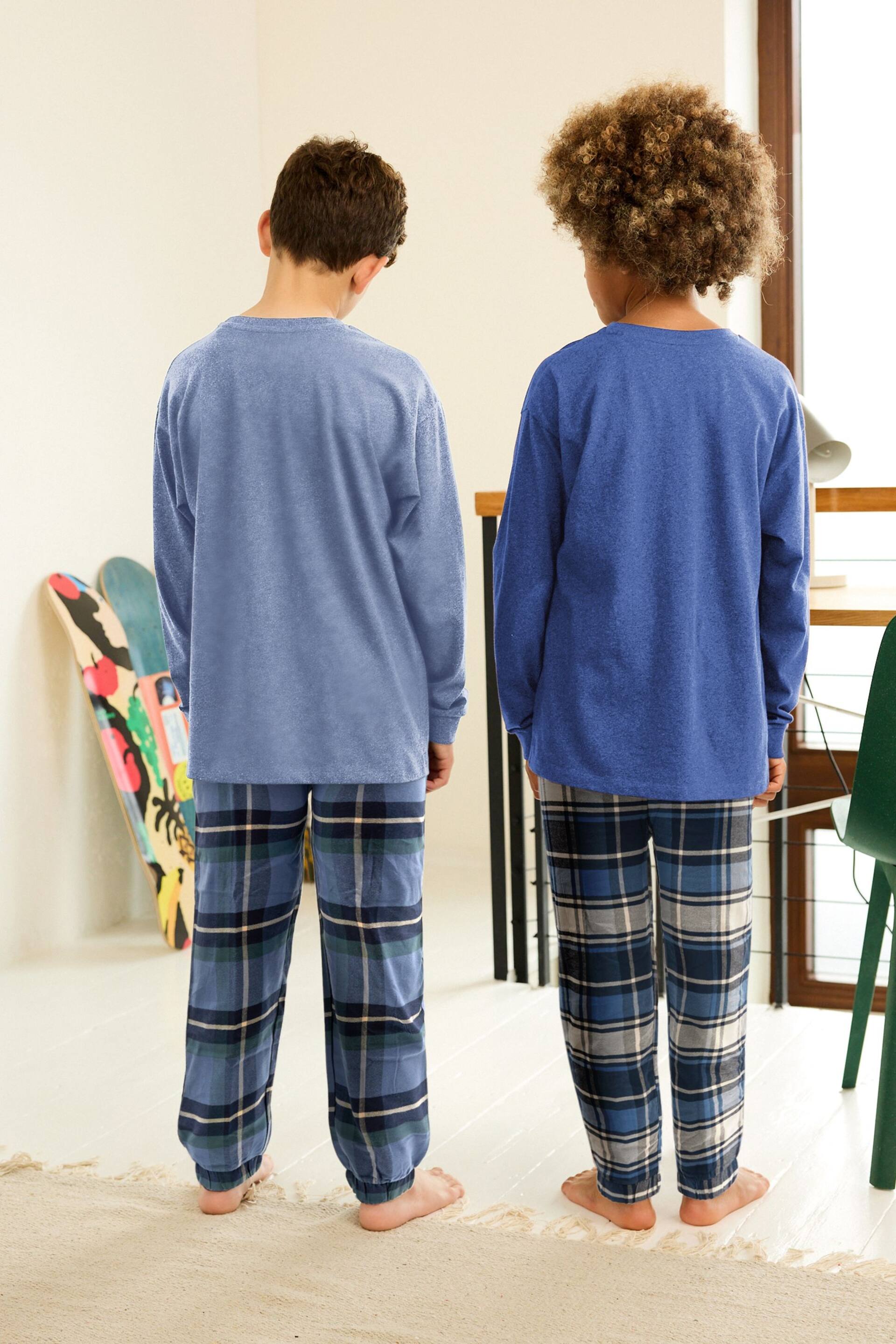 Blue Check Bottom Pyjamas 2 Pack (3-16yrs) - Image 2 of 7