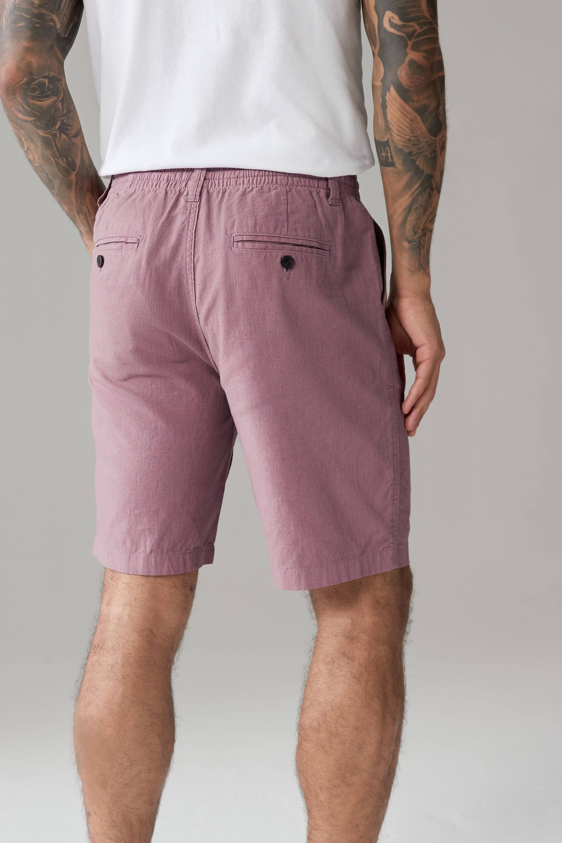 Pink Linen Blend Chino Shorts - Image 3 of 9