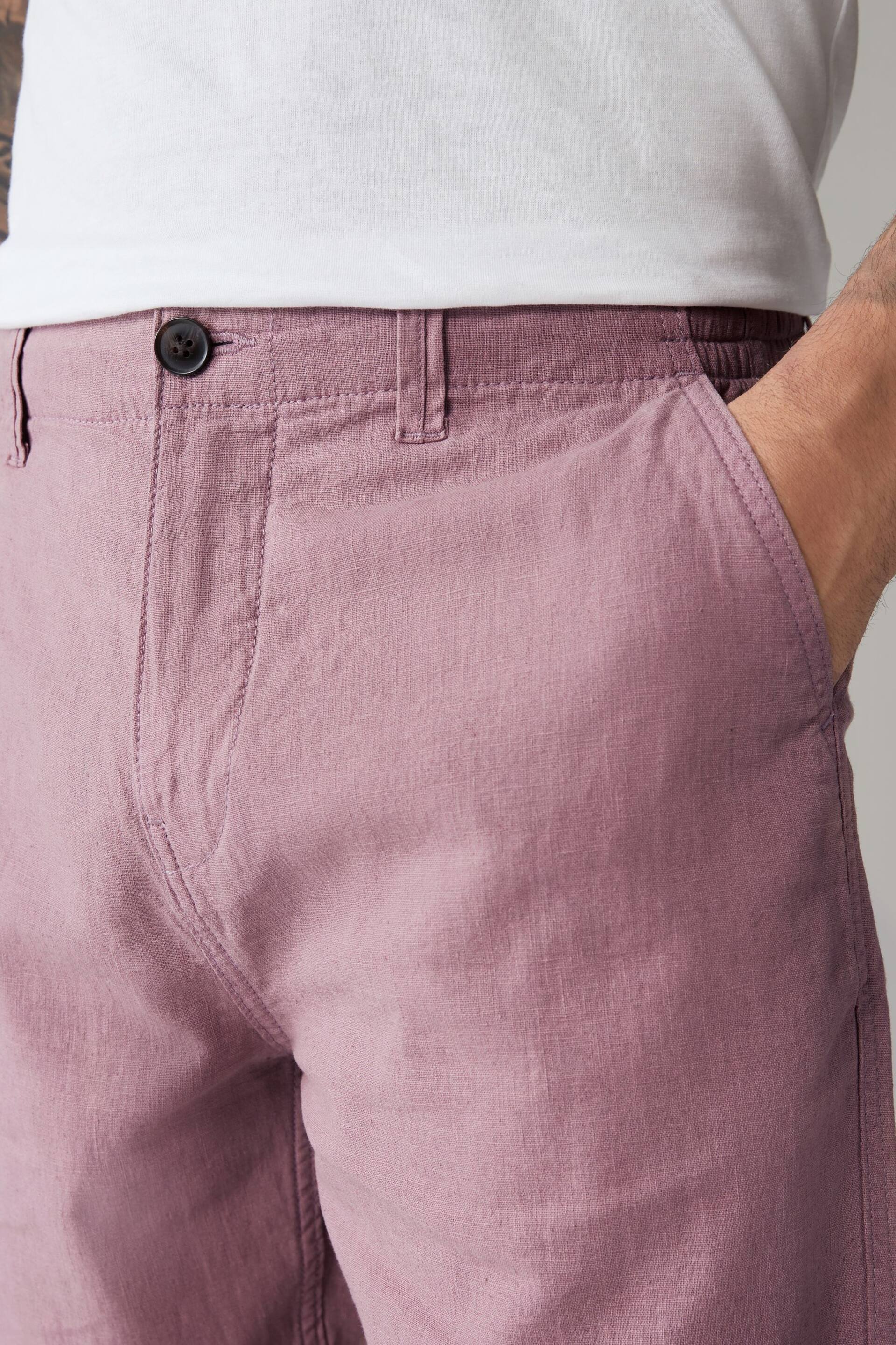 Pink Linen Blend Chino Shorts - Image 4 of 9