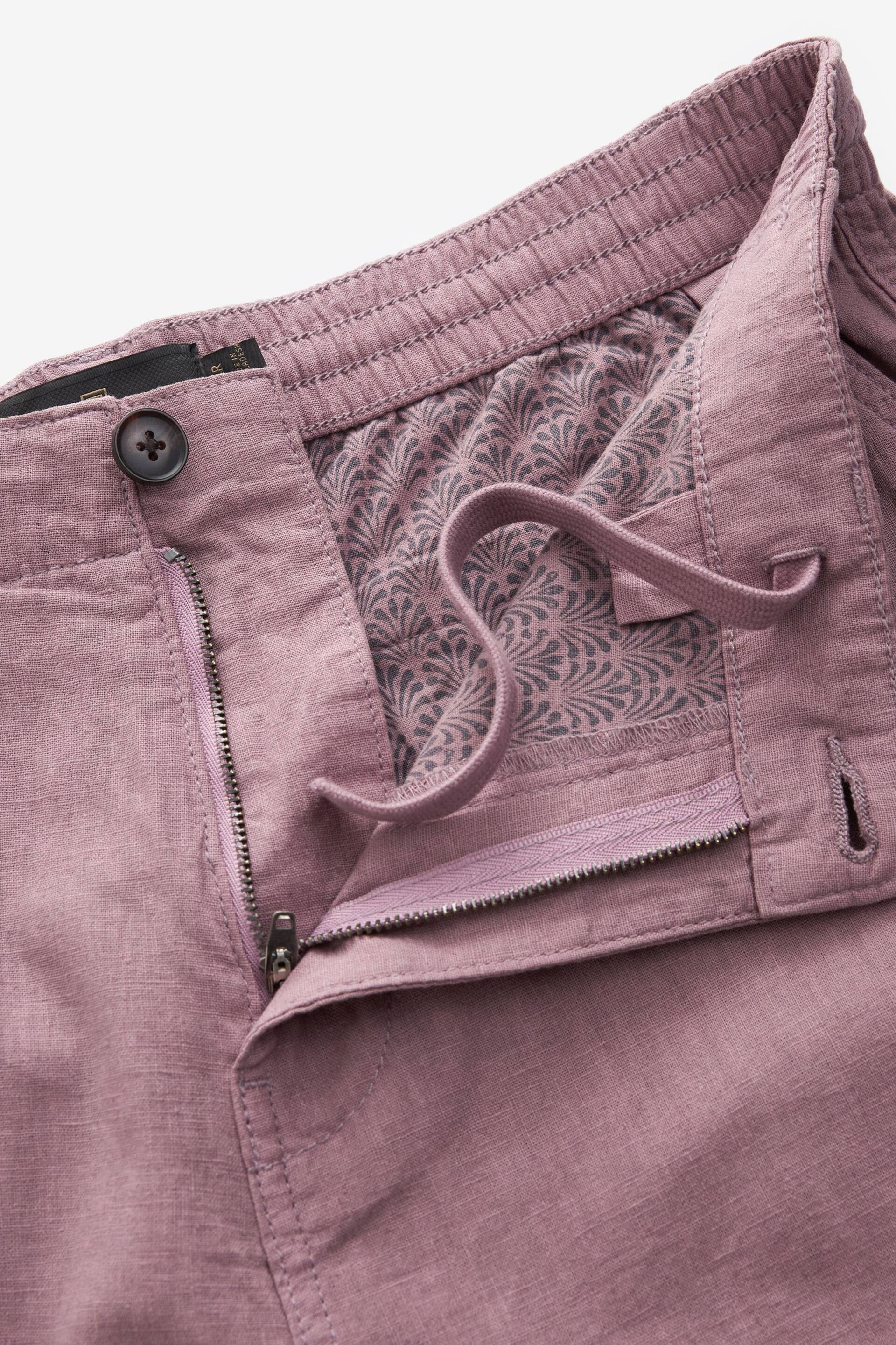 Pink Linen Blend Chino Shorts - Image 6 of 9
