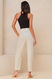Lipsy Cream Tapered Belted Smart Trousers - Image 2 of 4