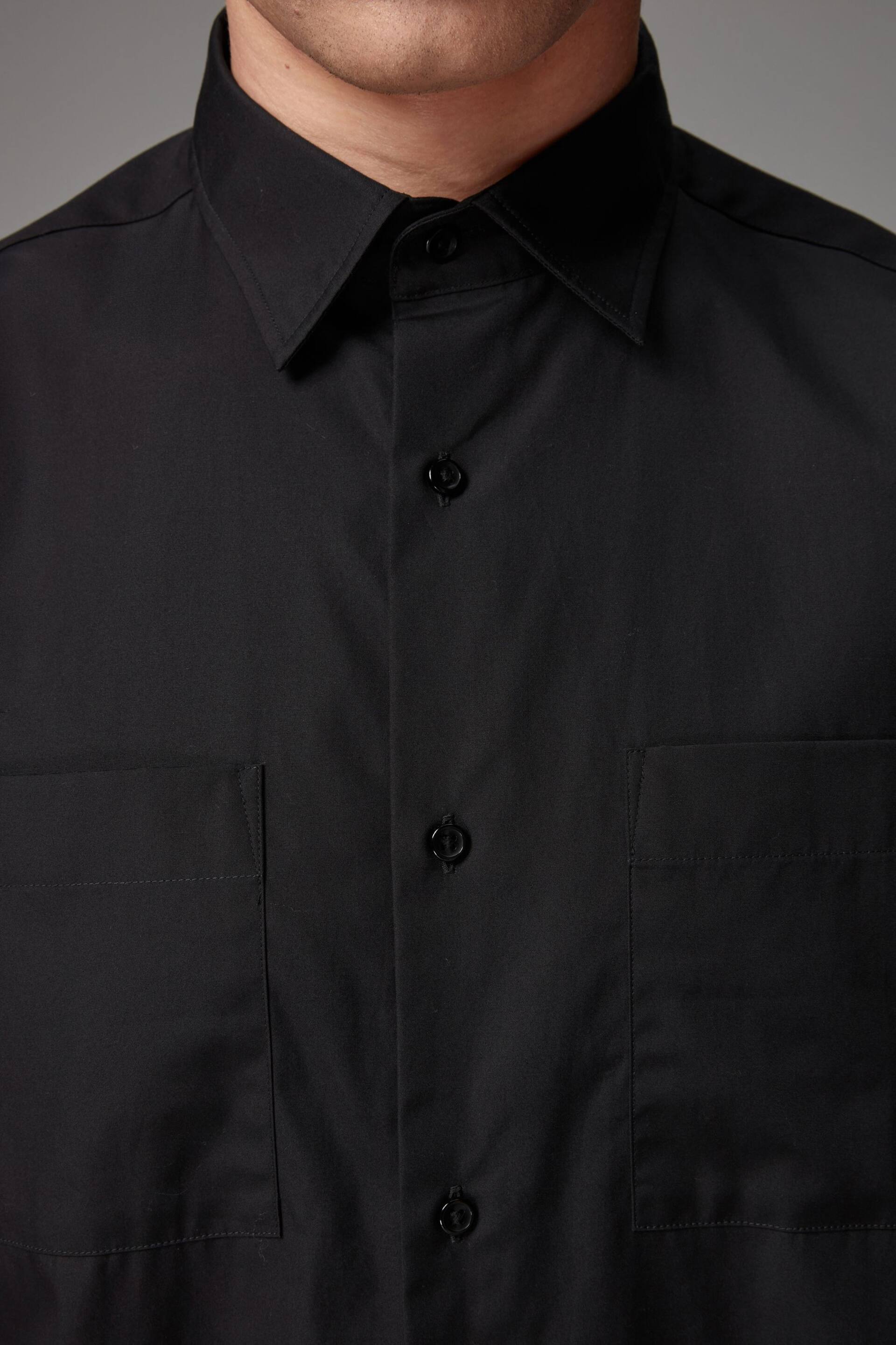 Black EDIT Boxy Fit Short Sleeve Cotton Shirt - Image 5 of 6