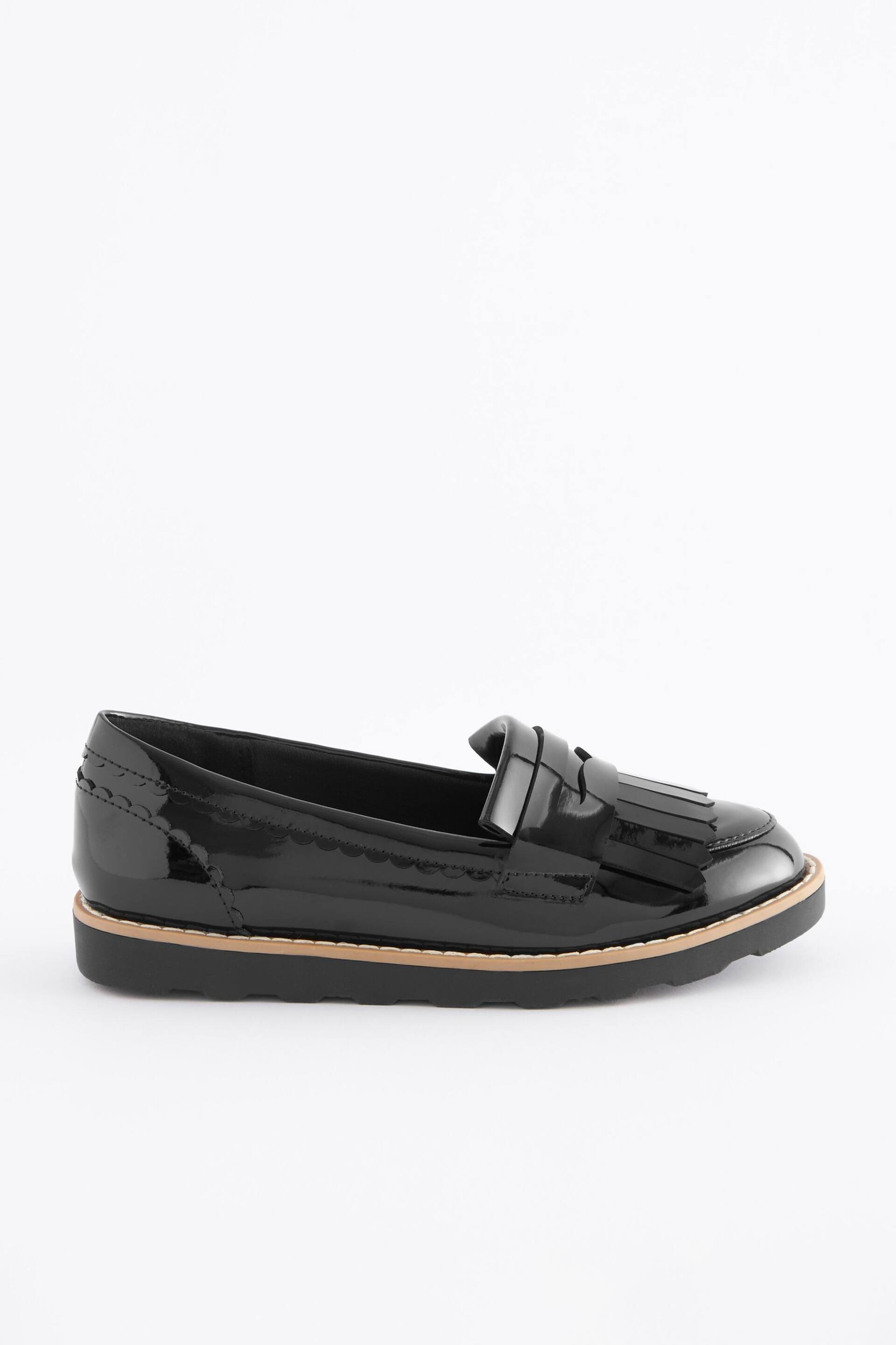 Black Patent Standard Fit (F) School Tassel Loafers - Image 2 of 5