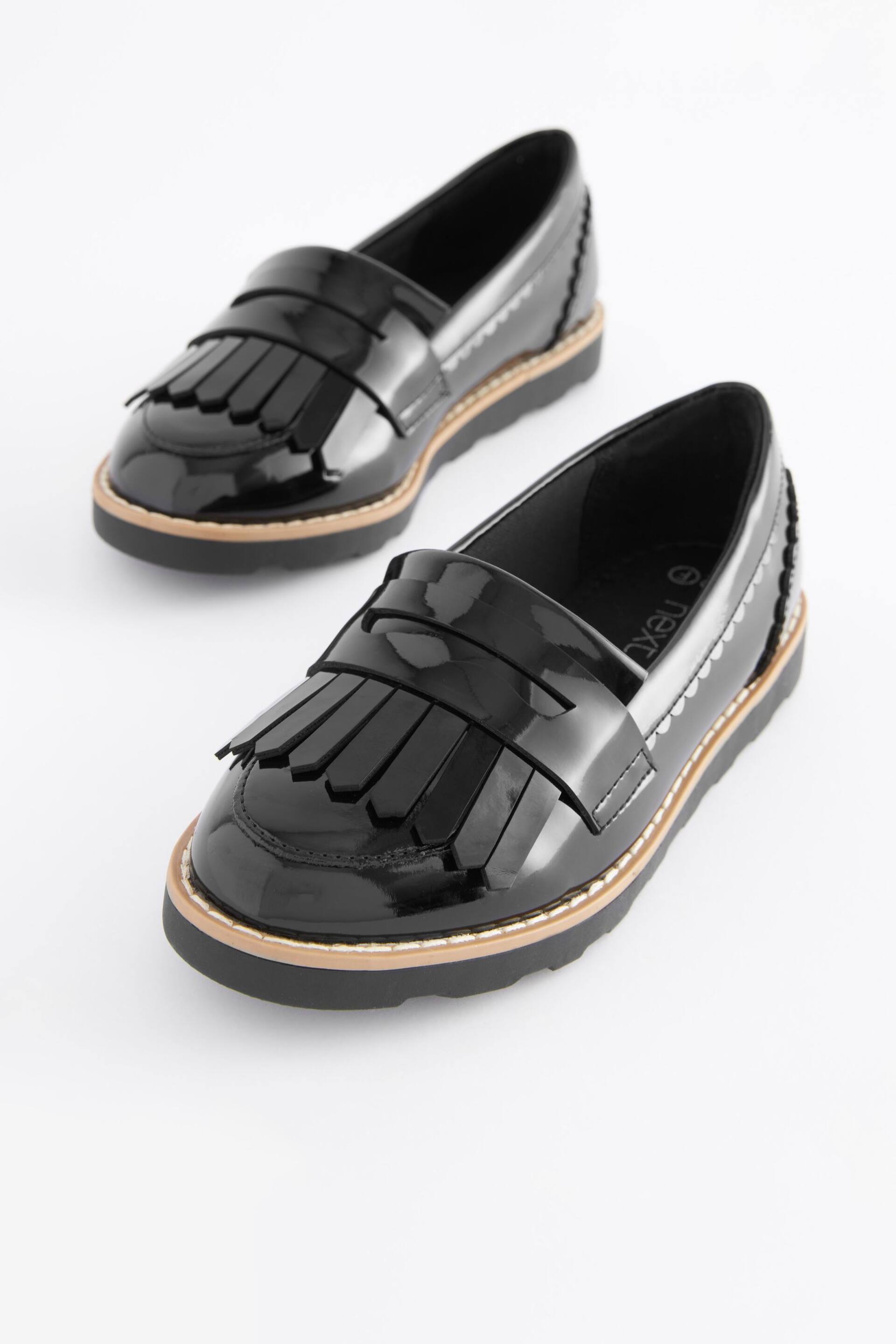 Black Patent Standard Fit (F) School Tassel Loafers - Image 4 of 5