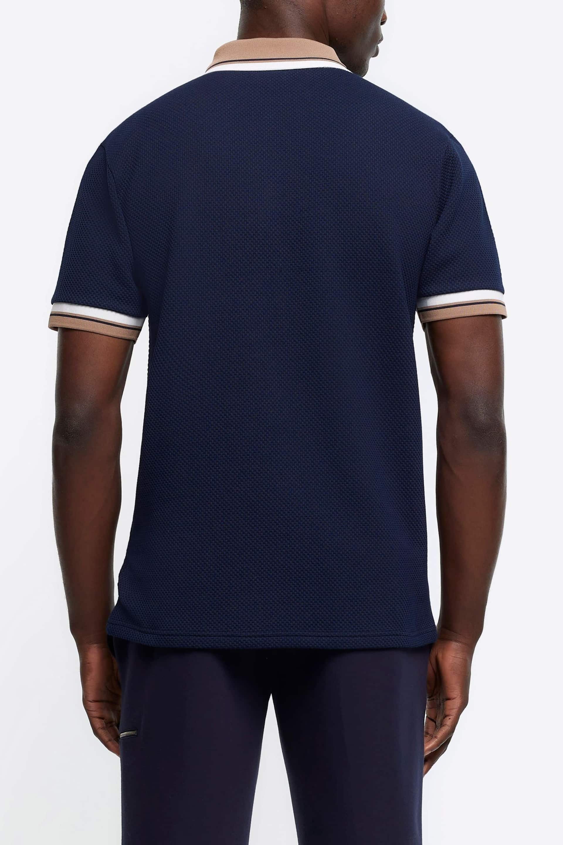 River Island Blue Tap Contrast Collar Regular Fit Polo Shirt - Image 2 of 4