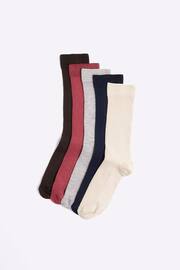 River Island Pink Pink 5 Multipack Ribbed Ankle Socks - Image 1 of 2