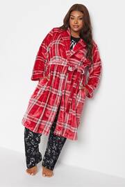 Yours Curve Red Check Shawl Collar Robe - Image 1 of 4