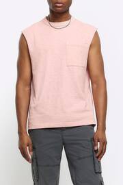 River Island Pink Sleeveless Slub Pocket Tank Top - Image 1 of 4