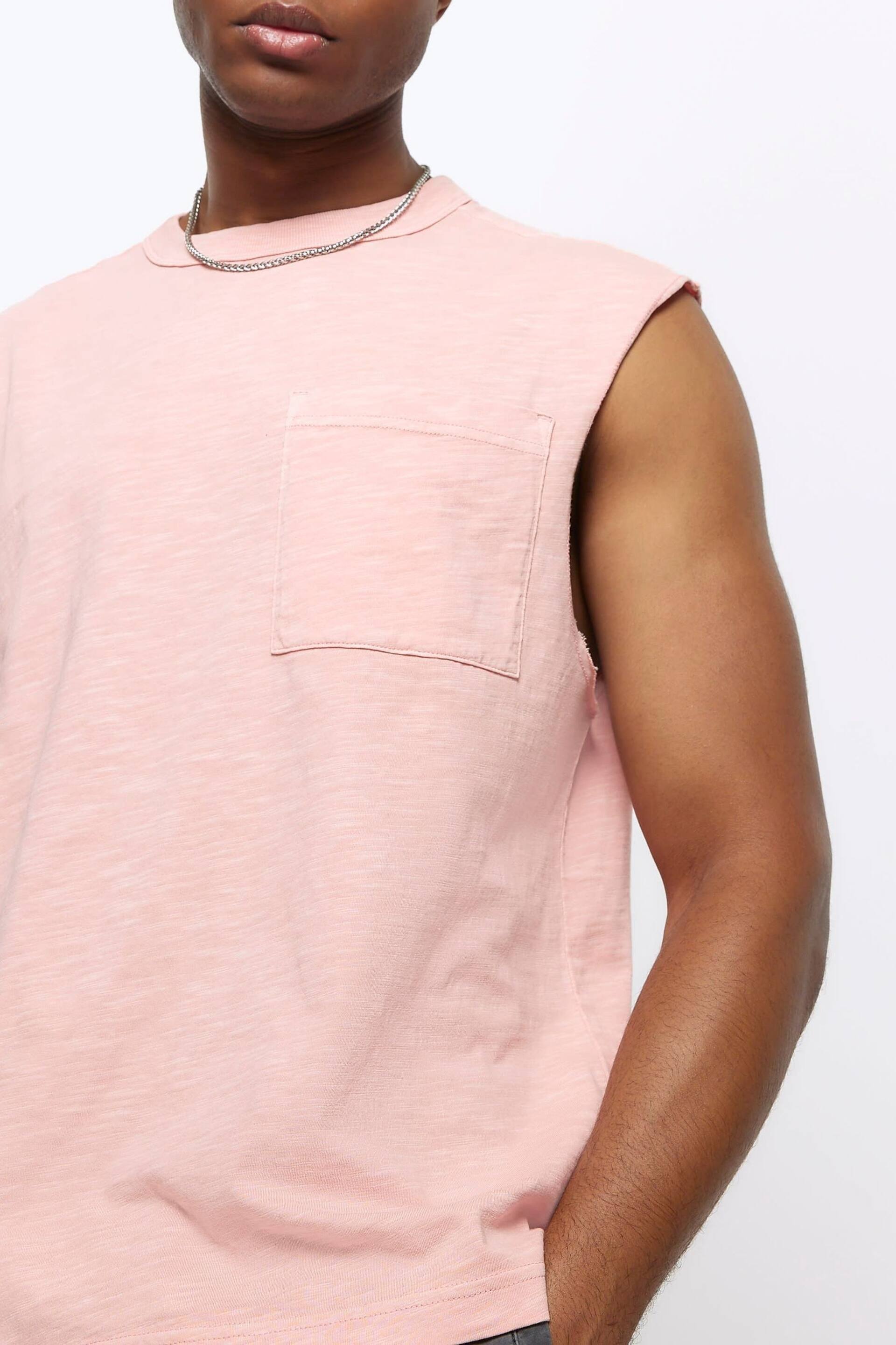 River Island Pink Sleeveless Slub Pocket Tank Top - Image 3 of 4