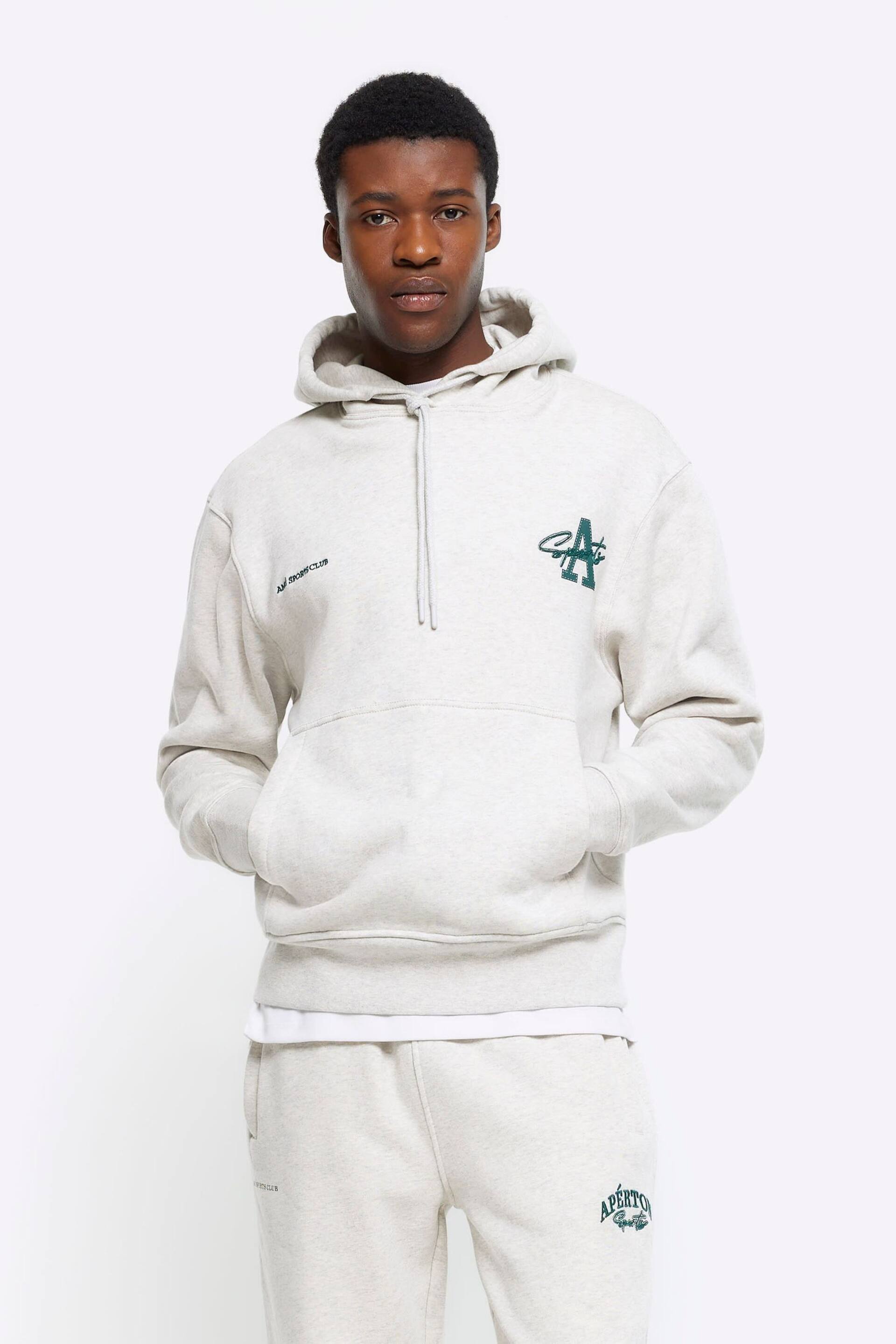 River Island Grey Regular Fit Marl Hoodie - Image 1 of 3