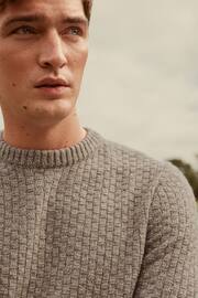 Neutral Basket Textured Regular Crew Neck Jumper - Image 1 of 7