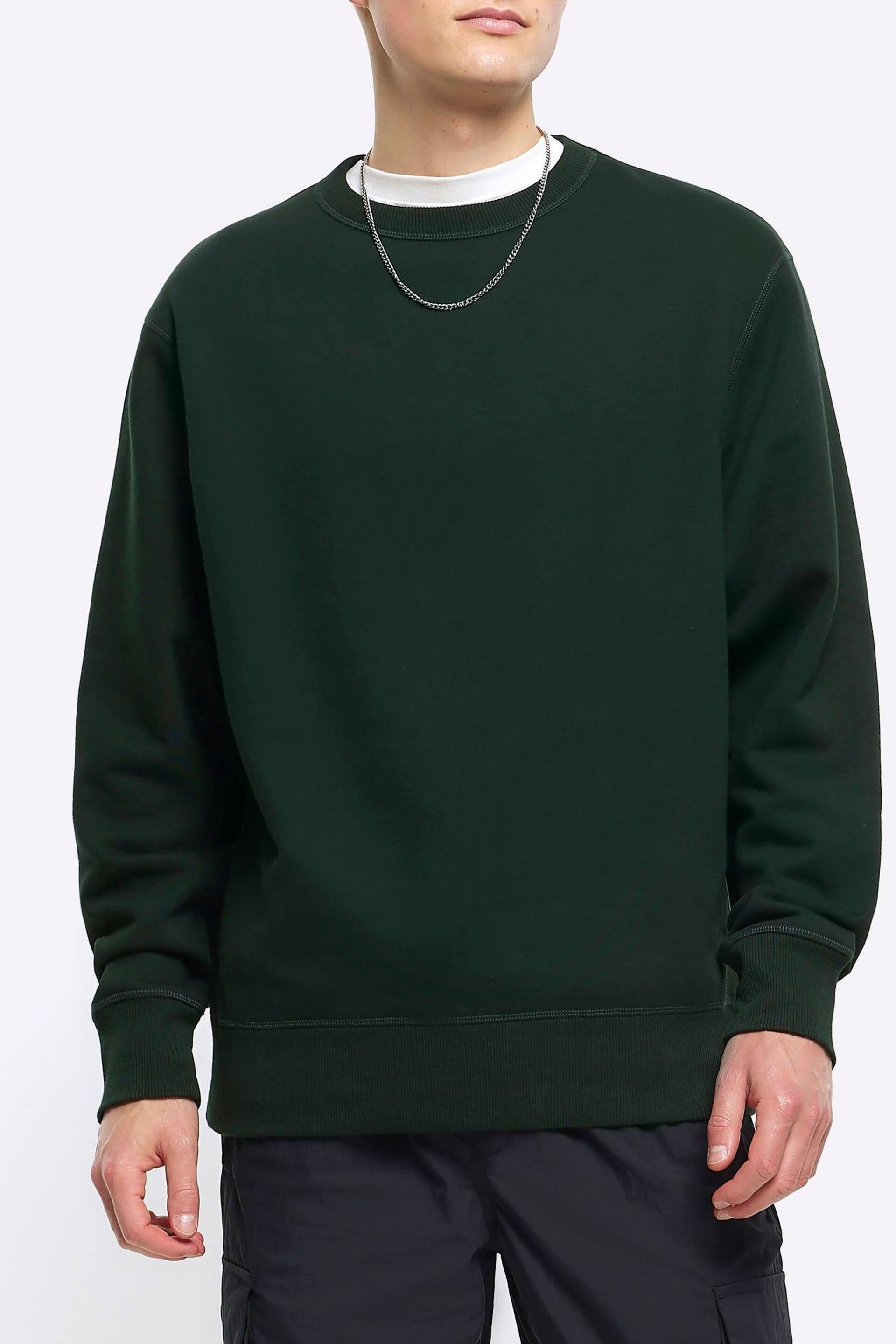 River Island Green Long Sleeve Essential Crew Jacket - Image 1 of 4