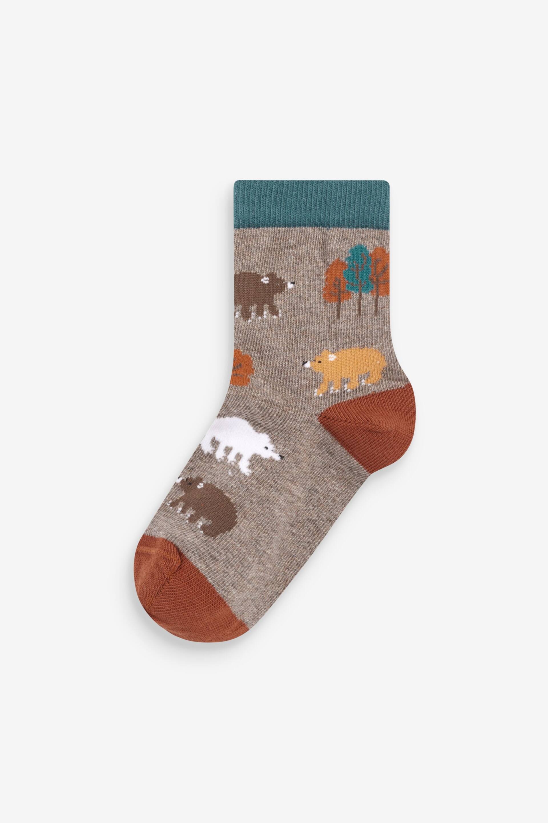 Brown Animal Stripe Cotton Rich Socks 7 Pack - Image 3 of 8