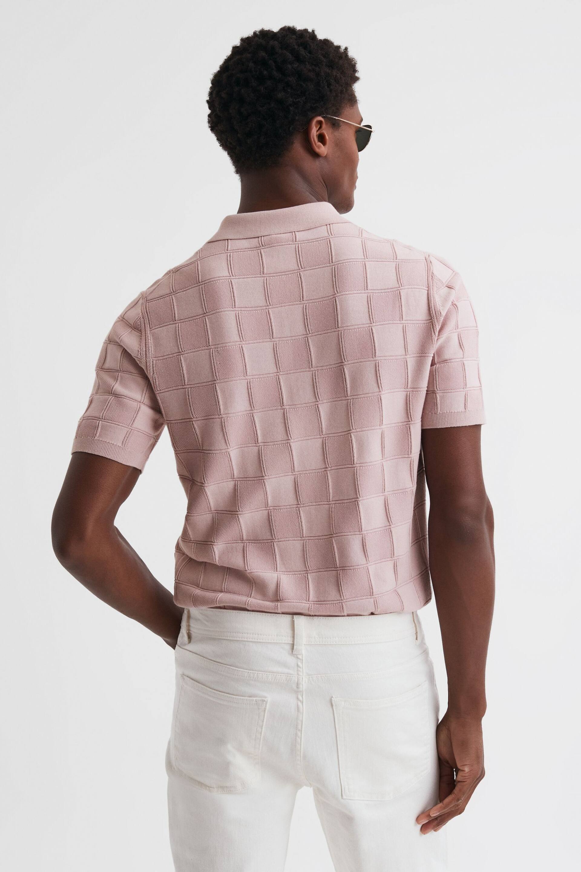 Reiss Soft Pink Blaze Cotton Press-Stud Polo T-Shirt - Image 5 of 5