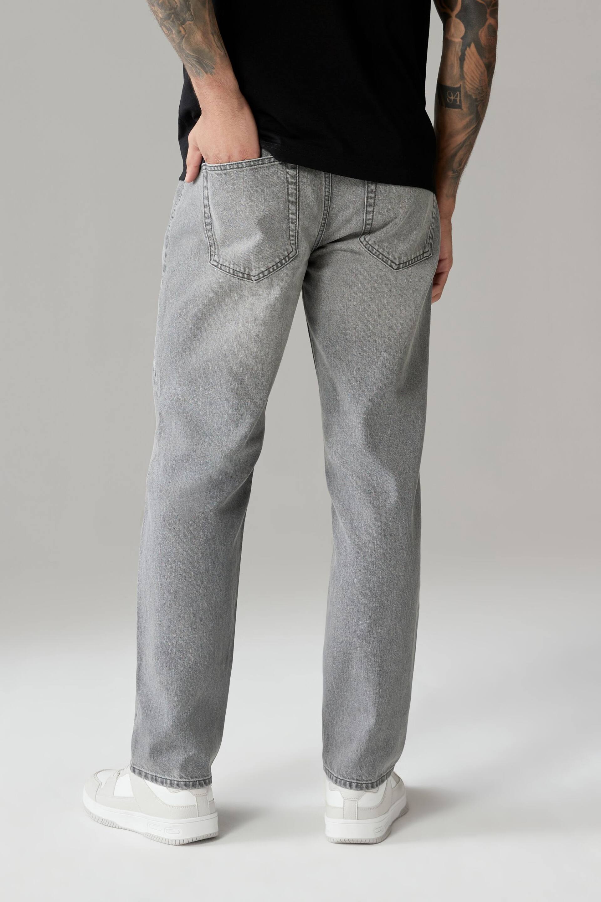 Grey Straight Fit 100% Cotton Authentic Jeans - Image 4 of 10