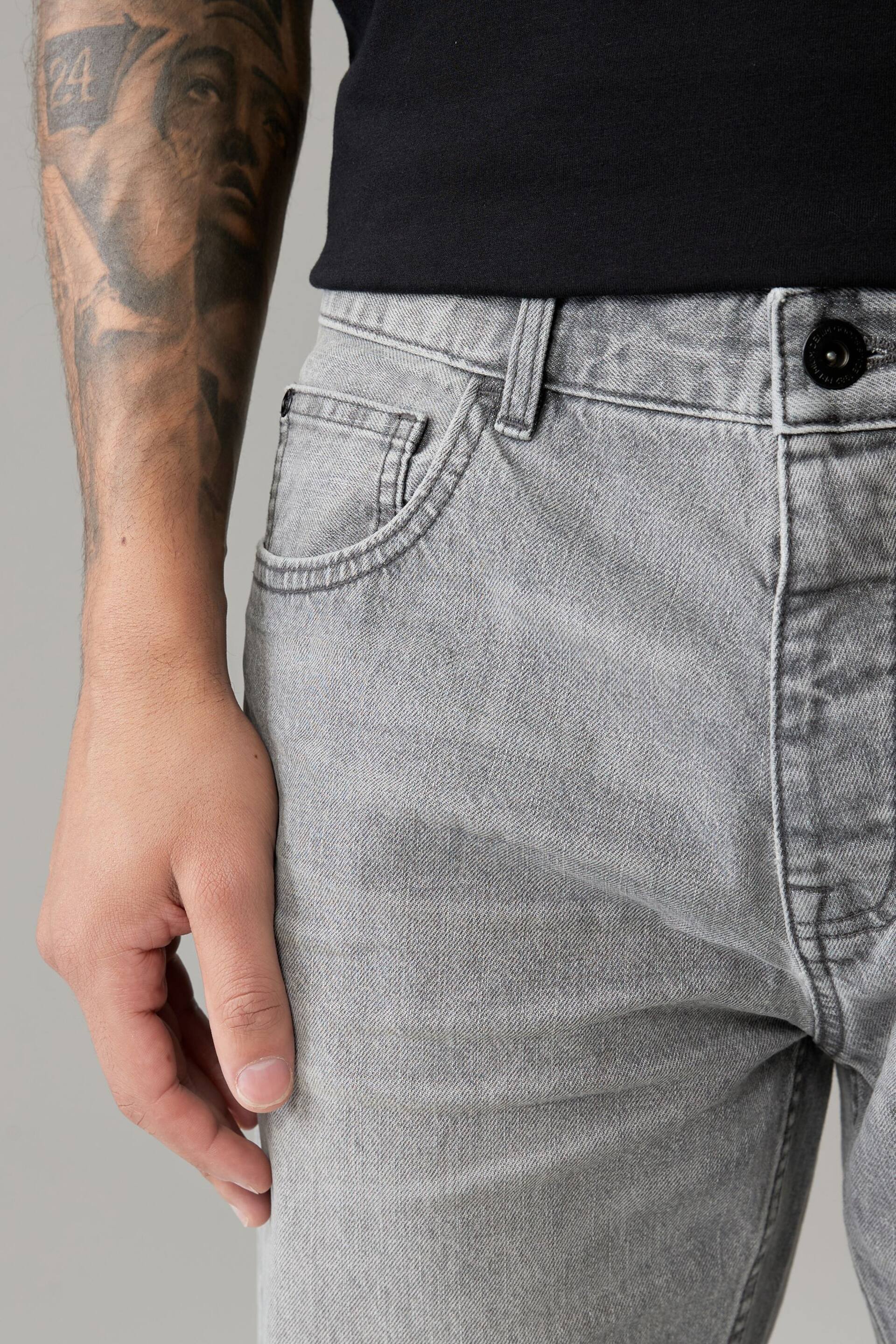 Grey Straight Fit 100% Cotton Authentic Jeans - Image 5 of 10