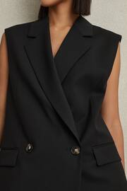 Reiss Black Karyn Wool Blend Double Breasted Waistcoat - Image 4 of 6