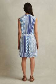 Reiss Blue Florence Tile Print Belted Mini Dress - Image 3 of 5