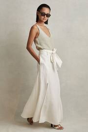 Reiss White Abigail High Rise Linen Maxi Skirt - Image 1 of 6