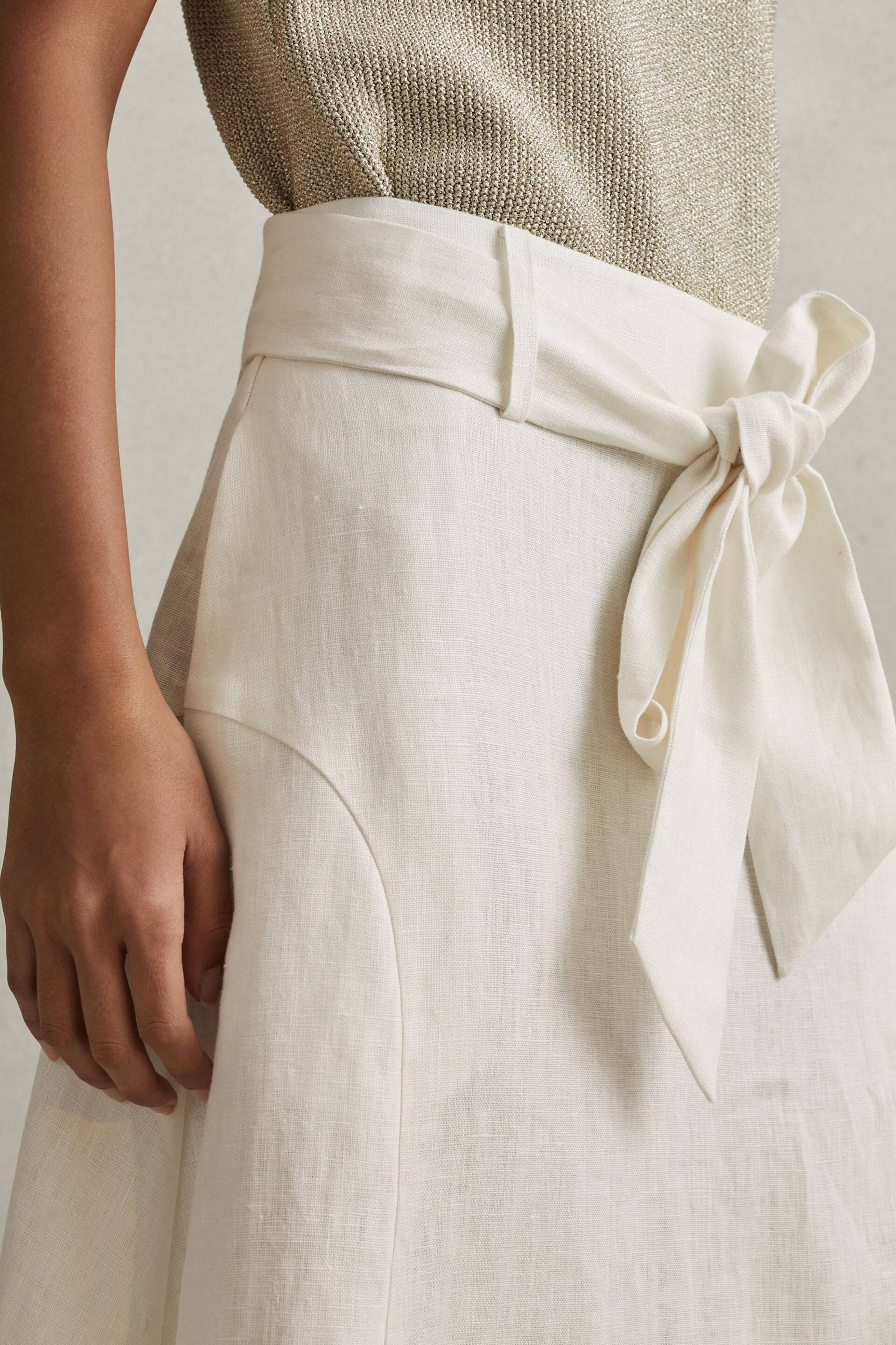 Reiss White Abigail High Rise Linen Maxi Skirt - Image 3 of 6