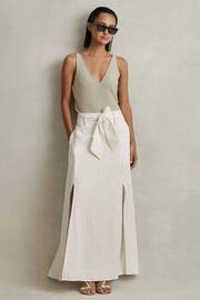 Reiss White Abigail High Rise Linen Maxi Skirt - Image 4 of 6