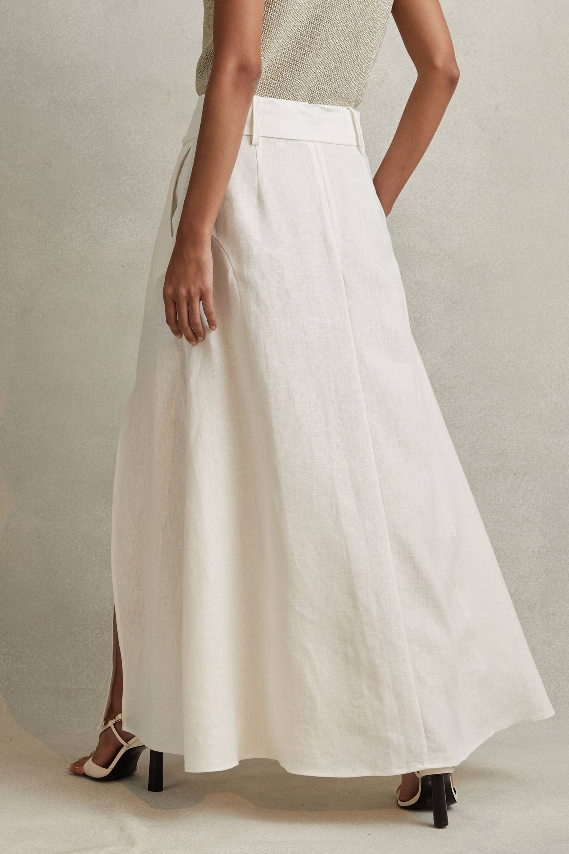 Reiss White Abigail High Rise Linen Maxi Skirt - Image 5 of 6