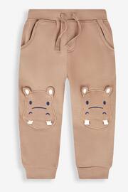 JoJo Maman Bébé Mocha Brown Hippo Appliqué Knee Joggers With Pet In Pocket - Image 1 of 2