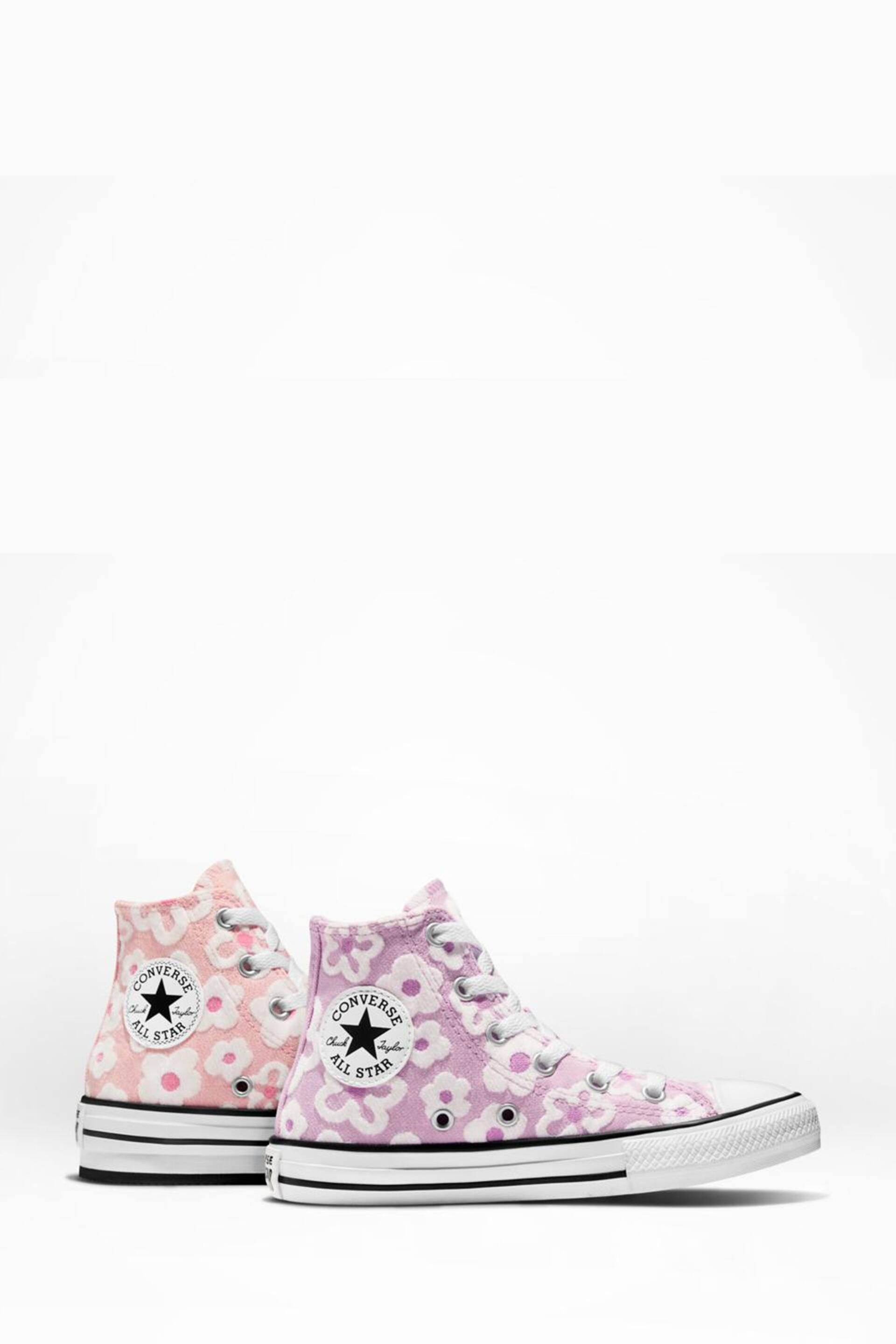 Converse Pink Floral Textured Eva Lift Youth Trainers - Image 3 of 13