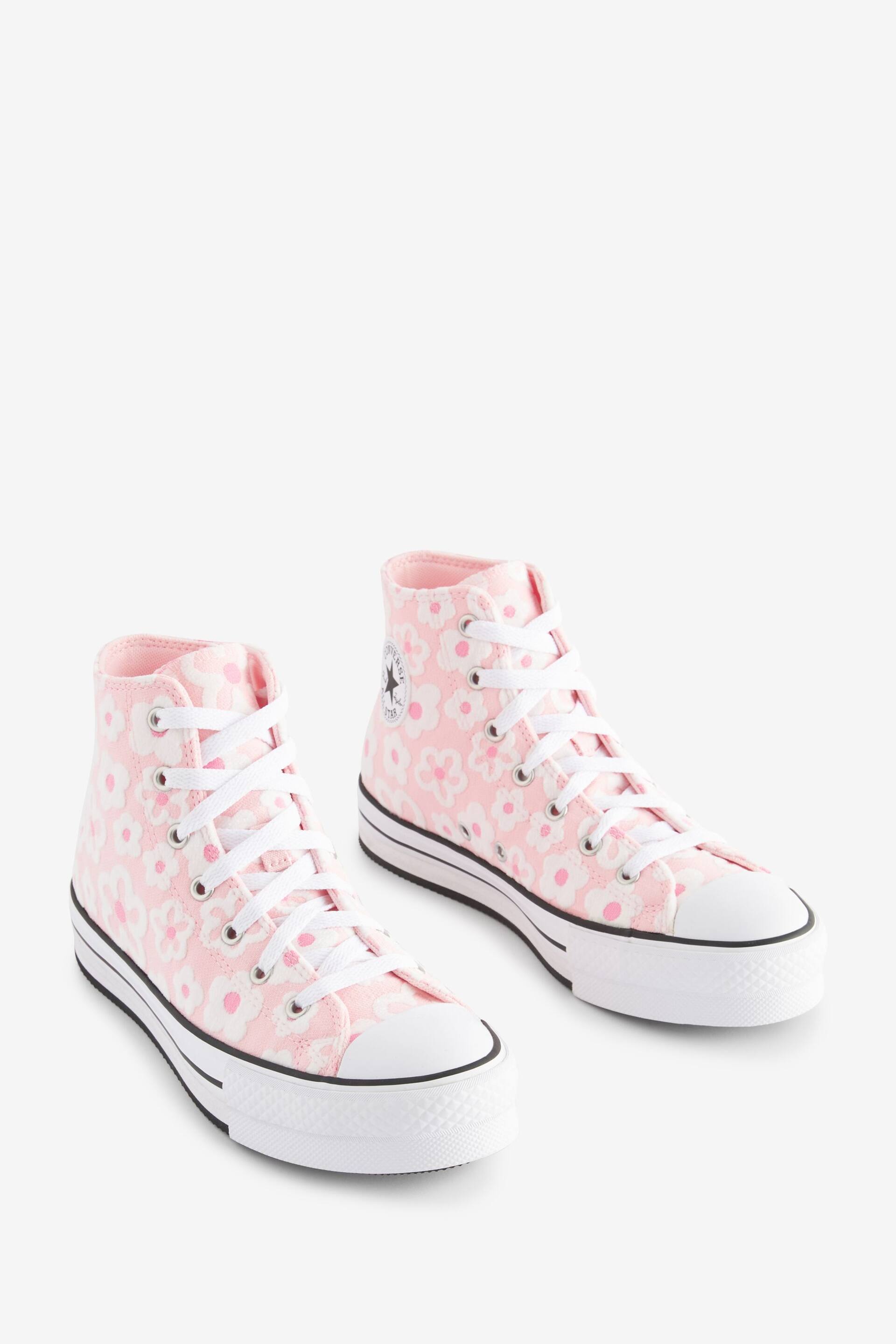 Converse Pink Floral Textured Eva Lift Youth Trainers - Image 5 of 13