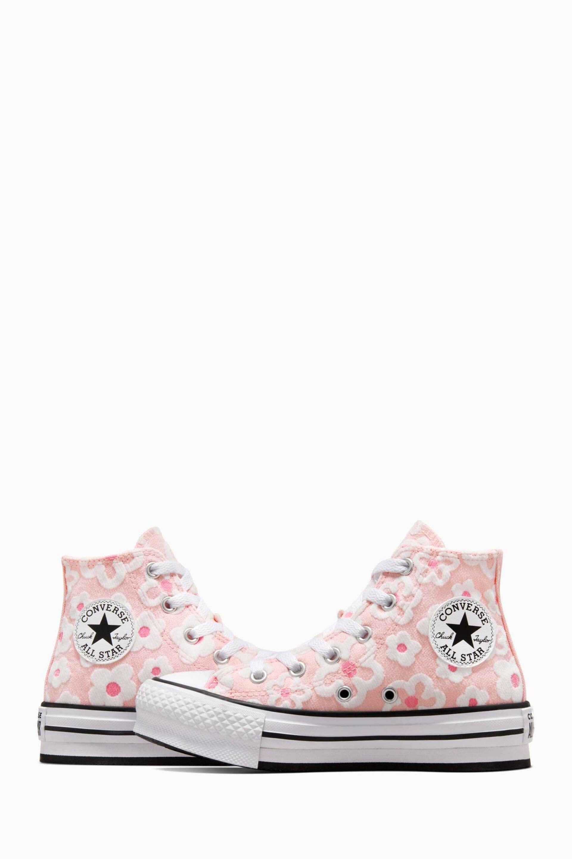 Converse Pink Floral Textured Eva Lift Youth Trainers - Image 6 of 13