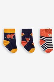 JoJo Maman Bébé Rust 3-Pack Highland Cow Socks - Image 1 of 5