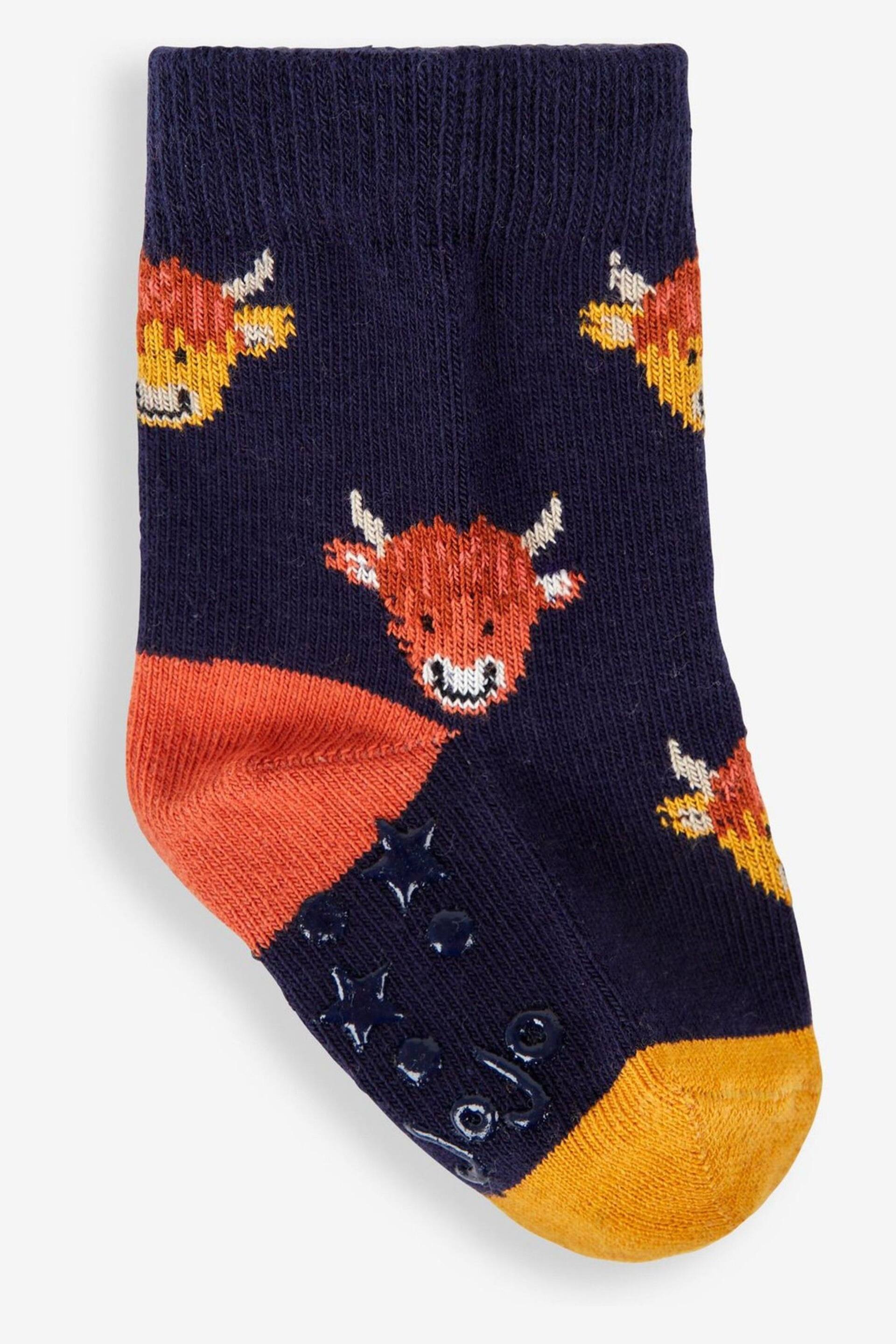 JoJo Maman Bébé Rust 3-Pack Highland Cow Socks - Image 4 of 5