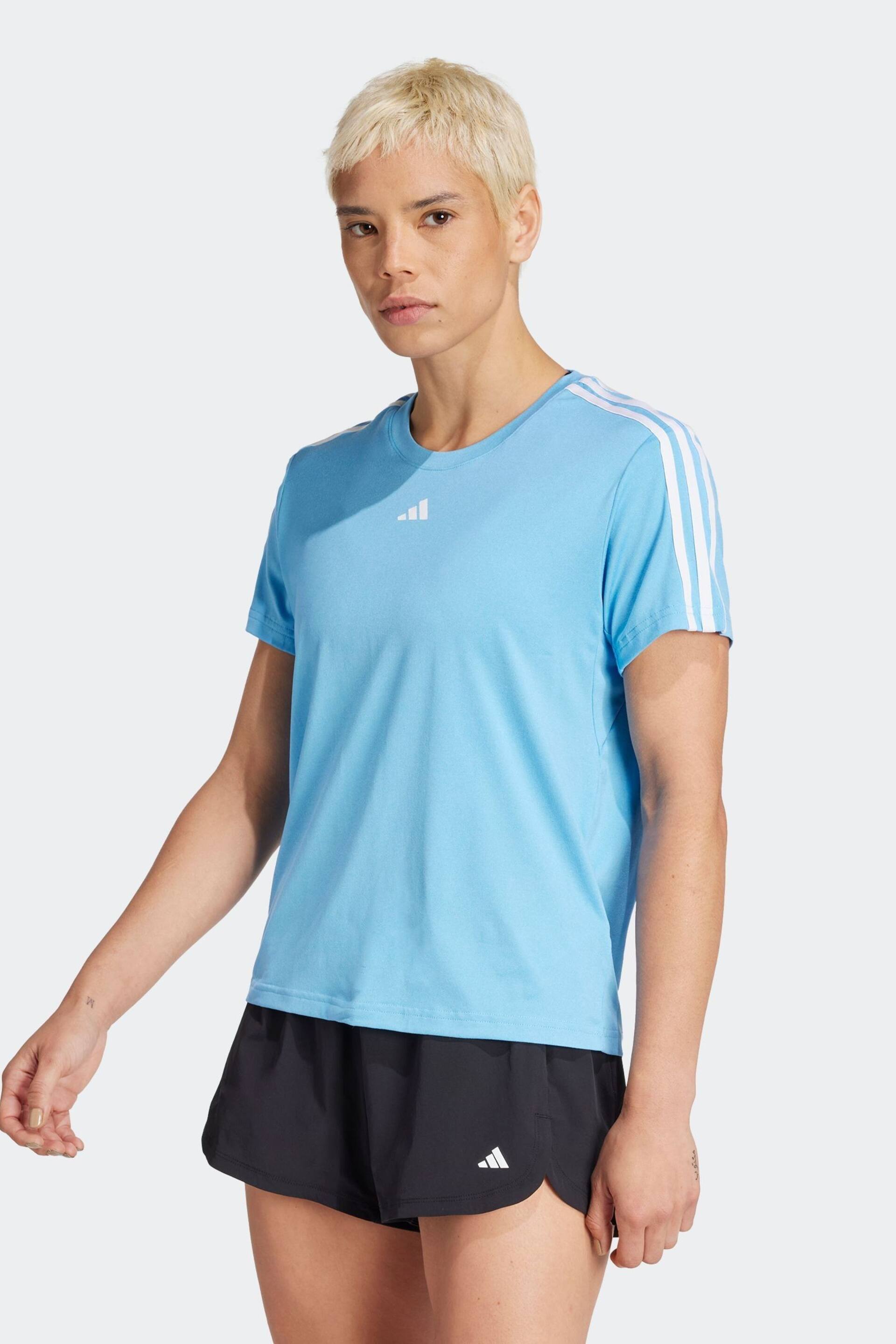 adidas Blue Aeroready Train Essentials 3-Stripes T-Shirt - Image 1 of 7
