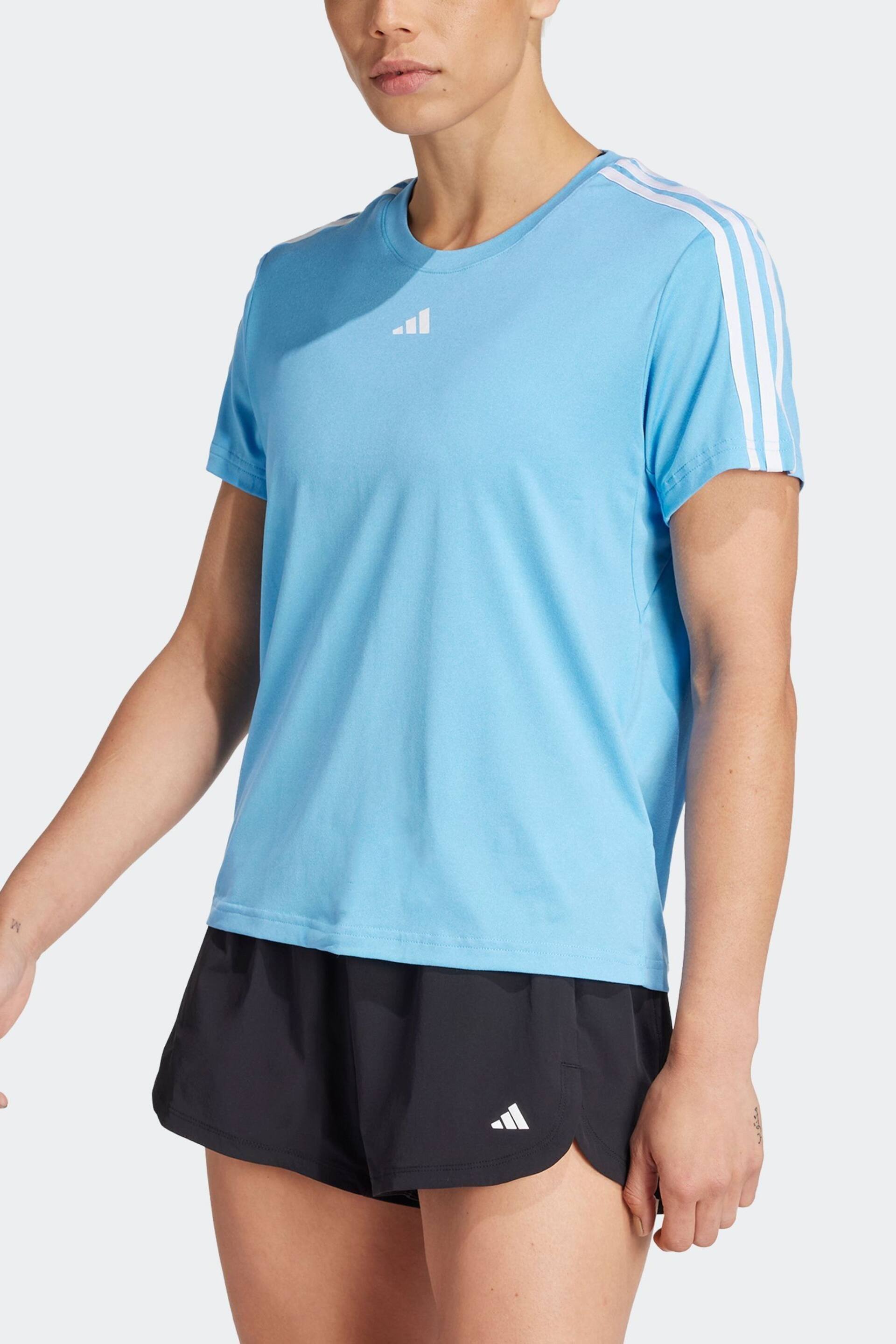 adidas Blue Aeroready Train Essentials 3-Stripes T-Shirt - Image 4 of 7