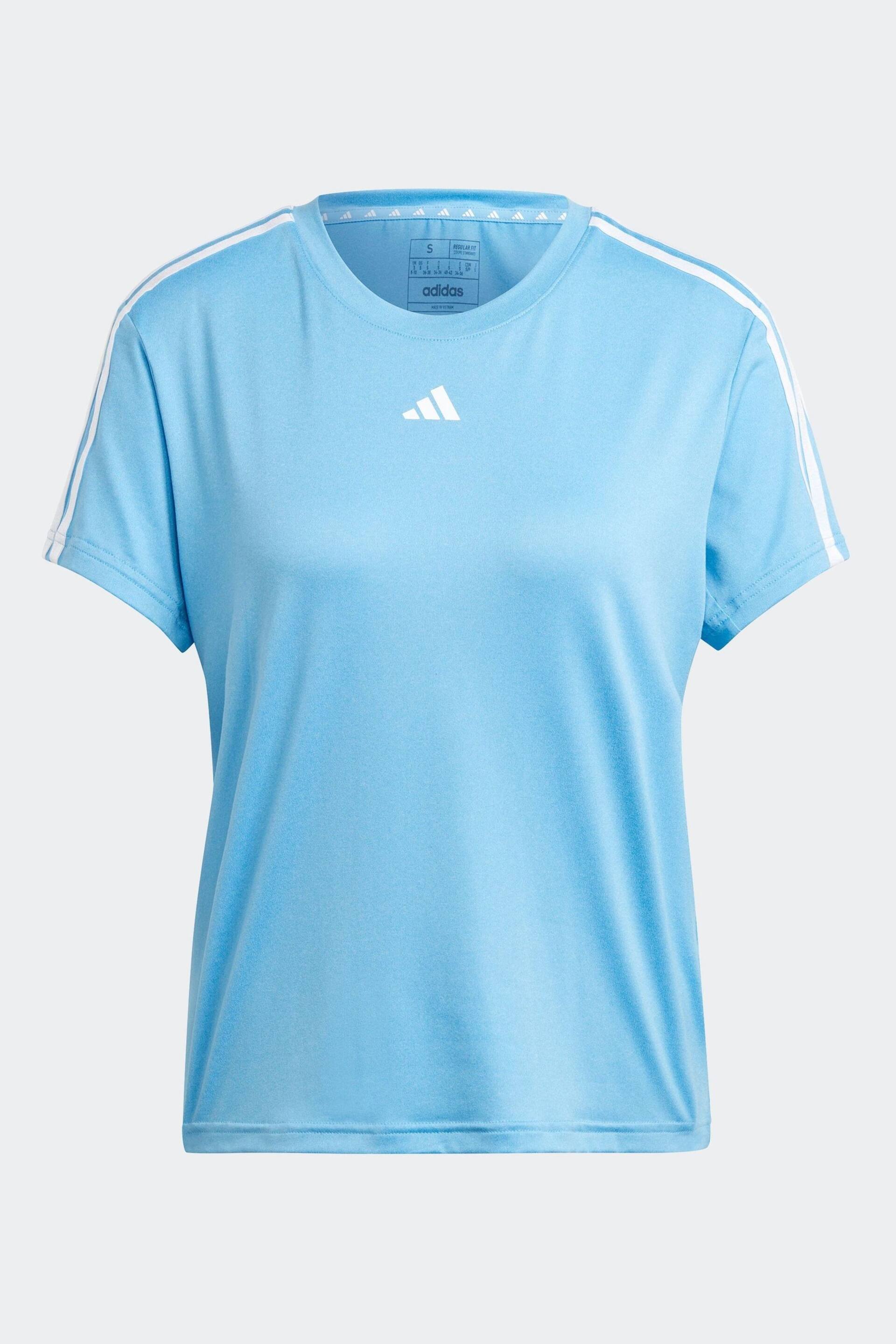 adidas Blue Aeroready Train Essentials 3-Stripes T-Shirt - Image 7 of 7