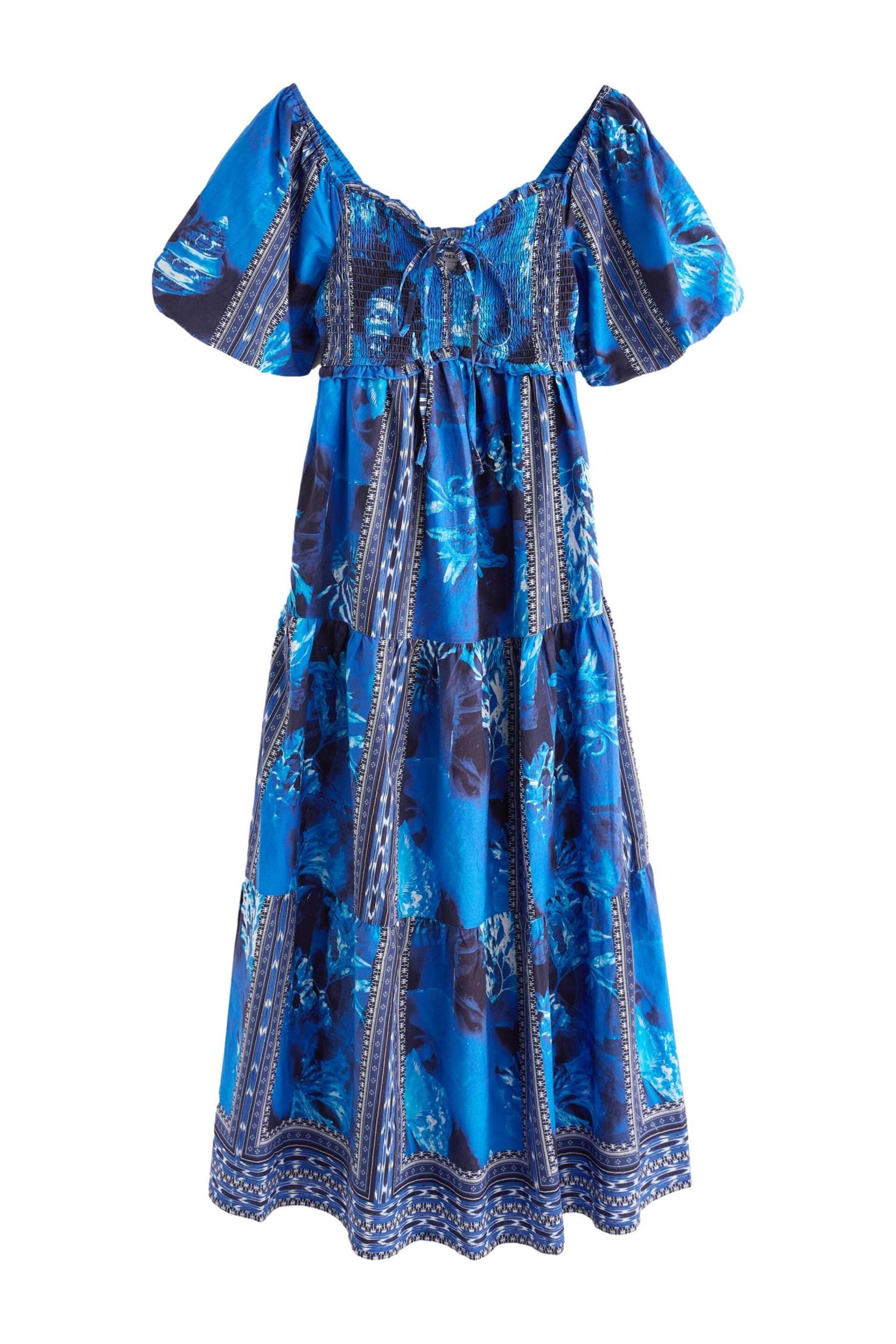 Blue Print Puff Sleeve Maxi Dress - Image 5 of 6