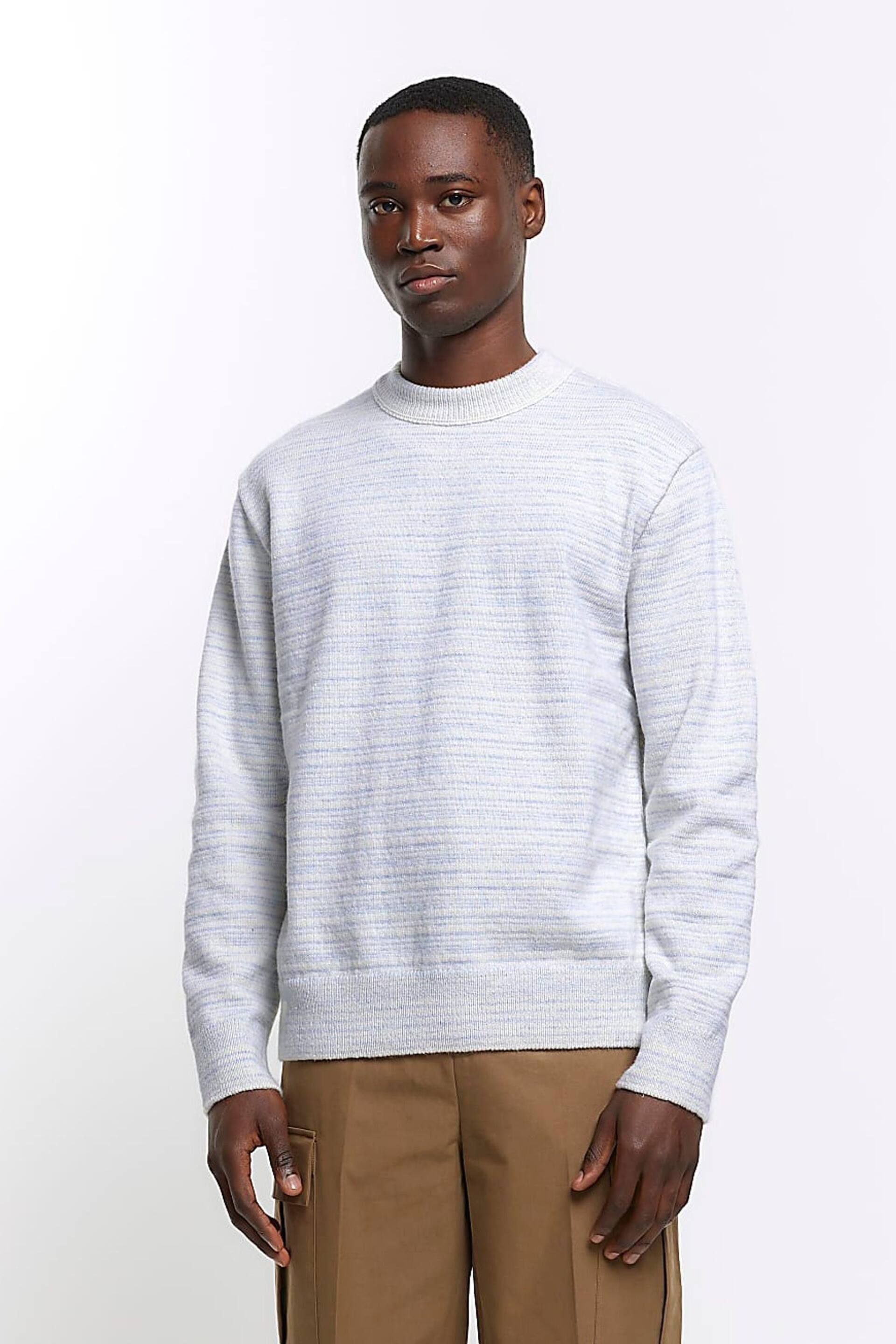 River Island Blue Spacedye Crew Jumper - Image 1 of 5