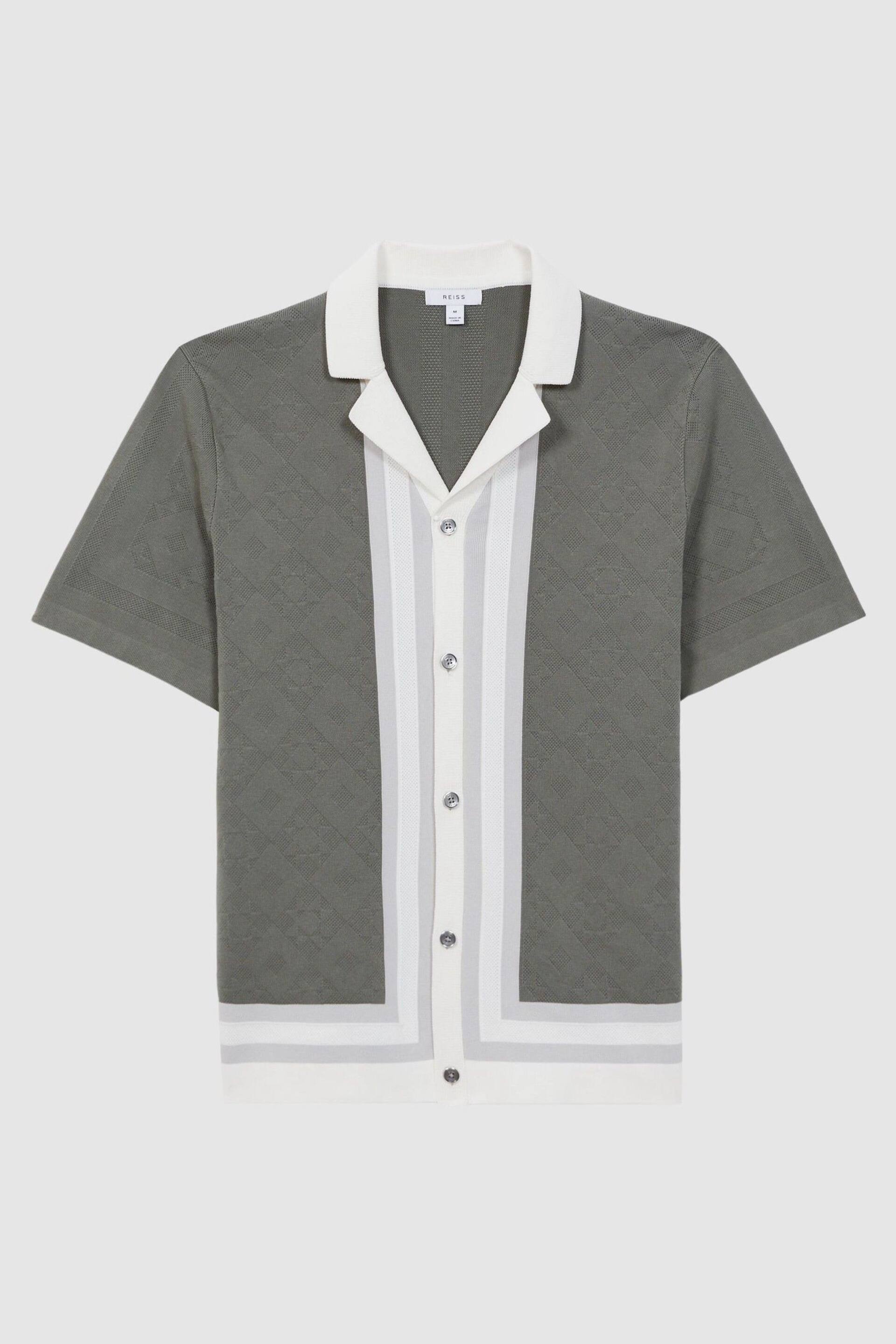 Reiss Sage Durban Cotton Knitted Cuban Collar Shirt - Image 2 of 5