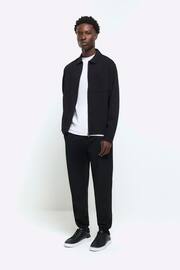 River Island Black Smart Texture Elasticated Joggers - Image 1 of 4