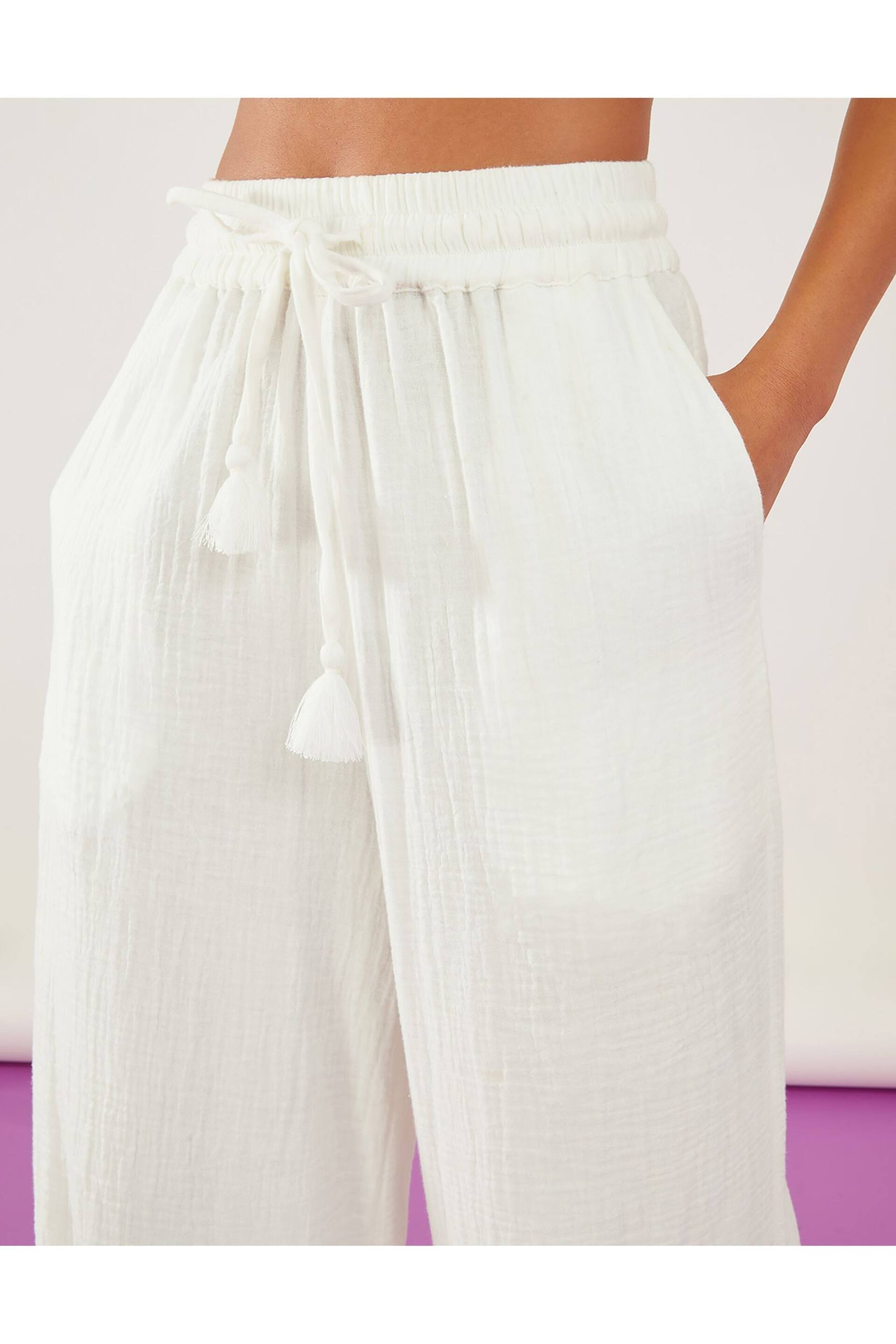 Accessorize White Crinkle Beach Trousers - Image 3 of 3
