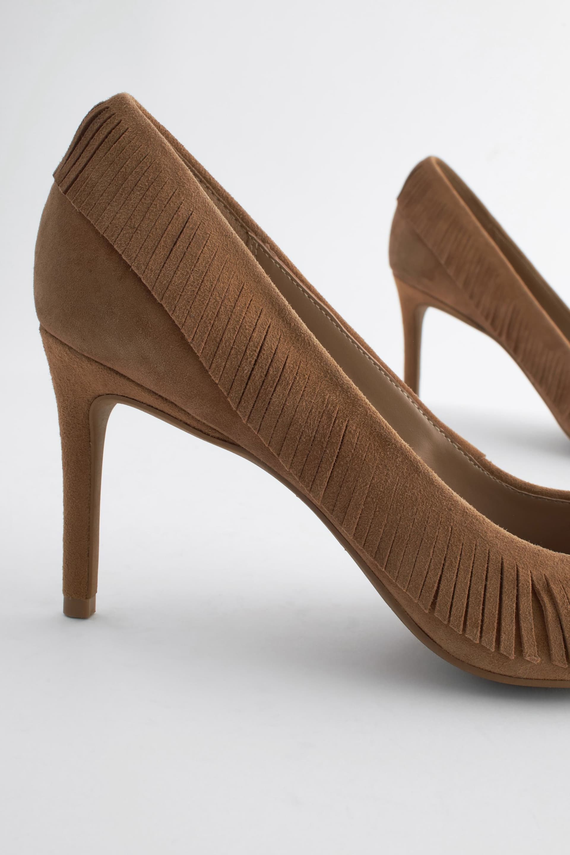 Tan Brown Forever Comfort Leather Fringe Court Shoes - Image 9 of 9