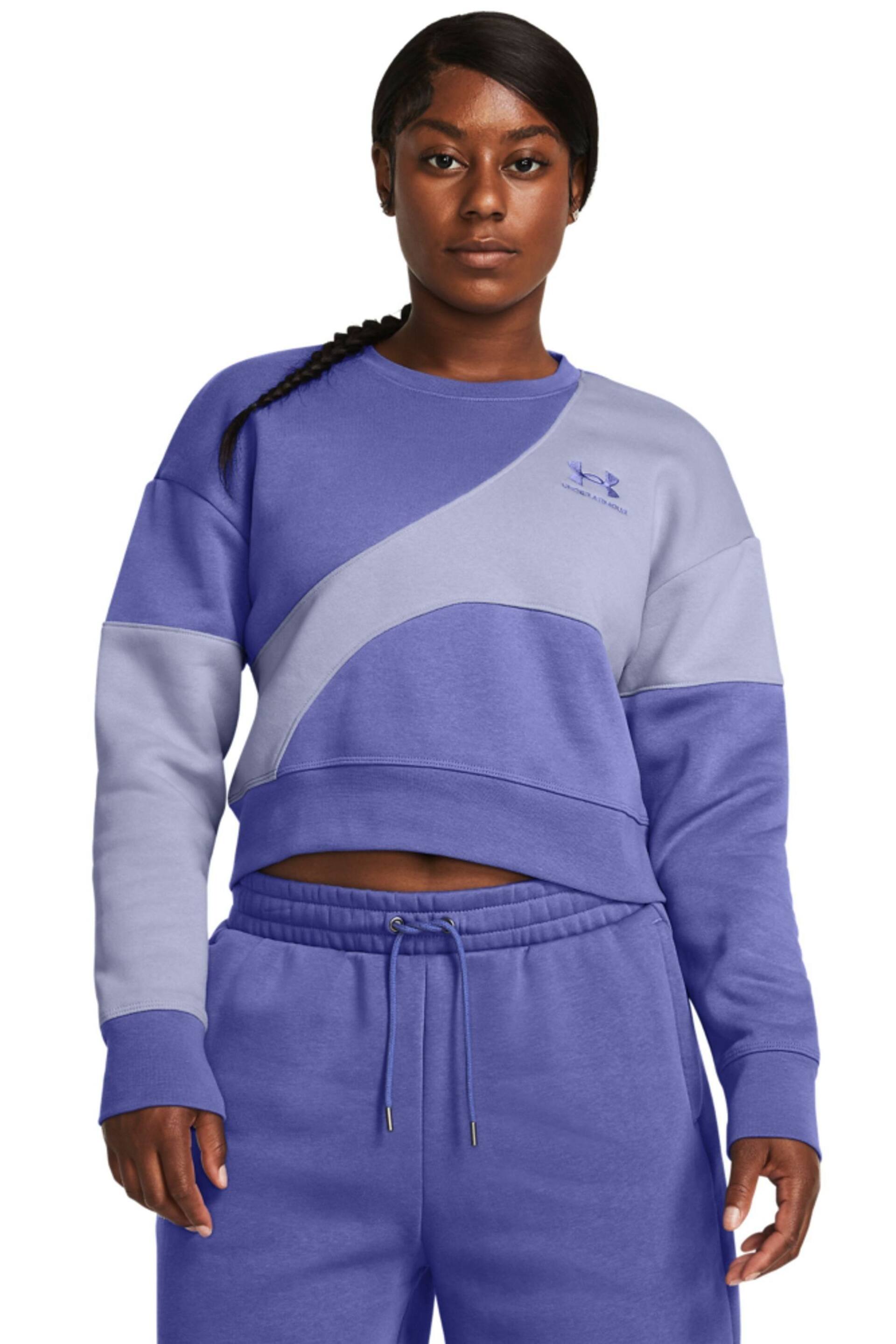 Under Armour Blue Essential Fleece Crop Crew Sweatshirt - Image 1 of 5
