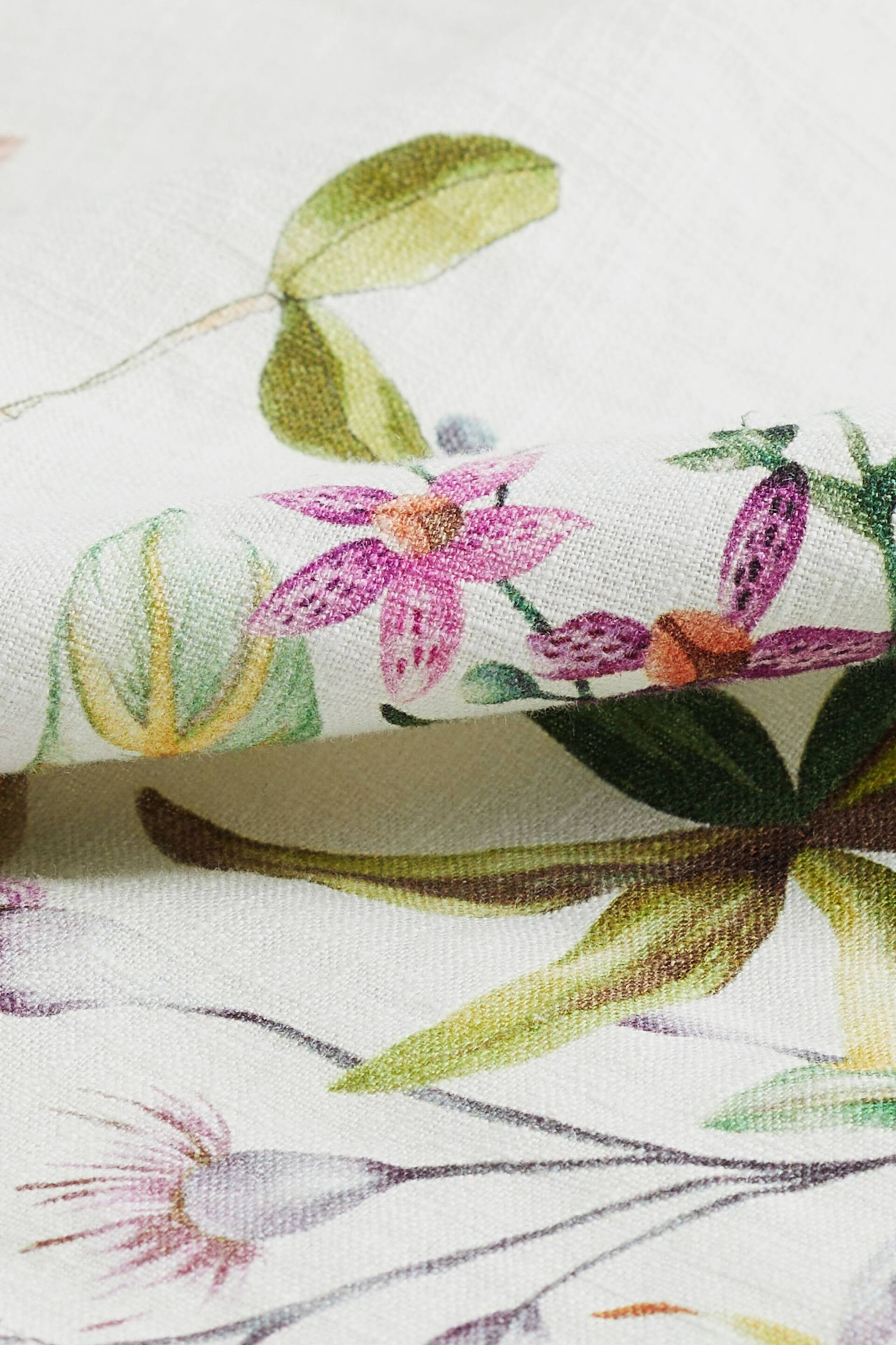 Ecru Cream Floral Linen Blend Sleeveless Shift Dress - Image 6 of 6