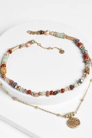 White Stuff Brown Bead Multi Row Necklace - Image 1 of 3