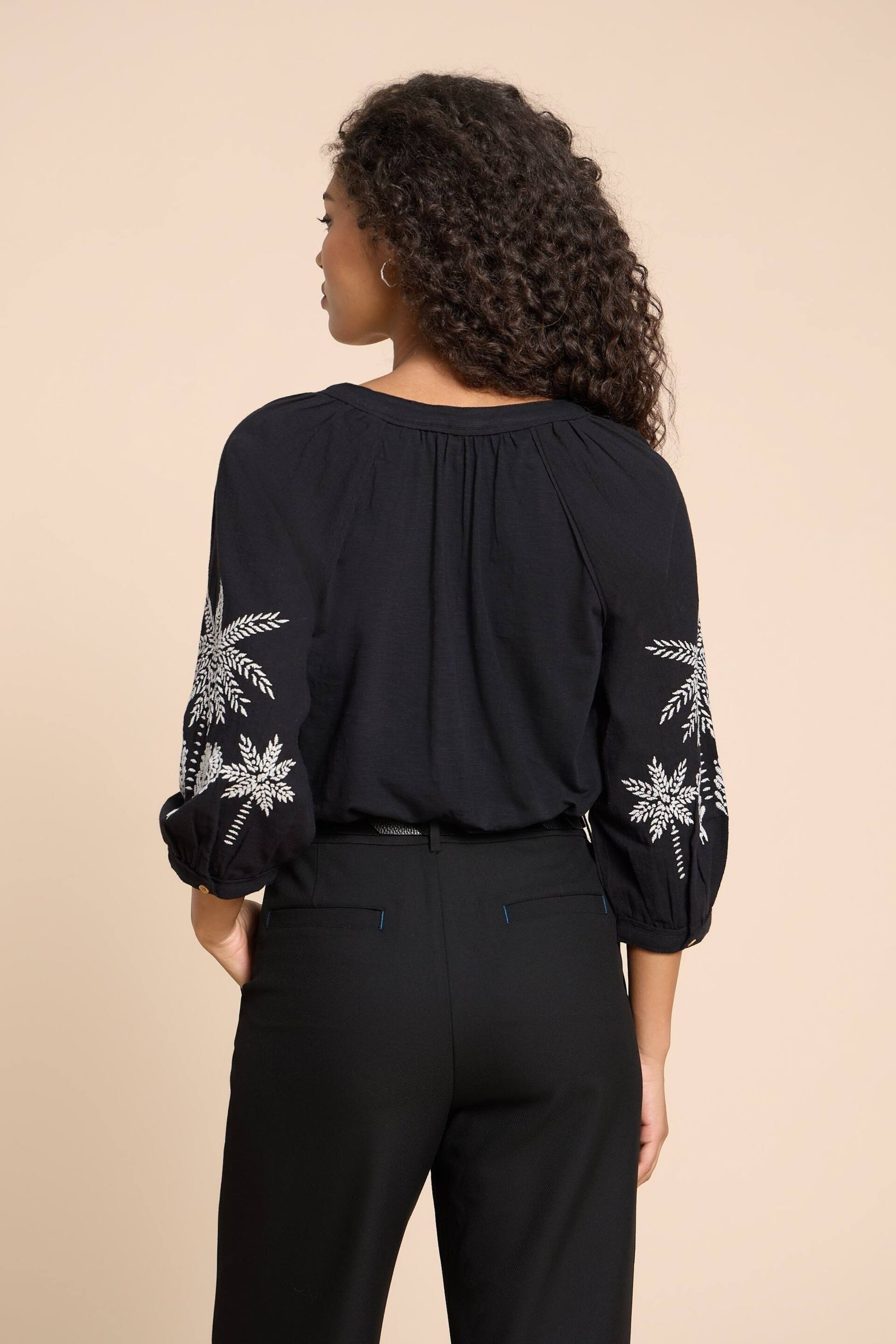 White Stuff Black Mix Embroidered Millie Top - Image 2 of 7