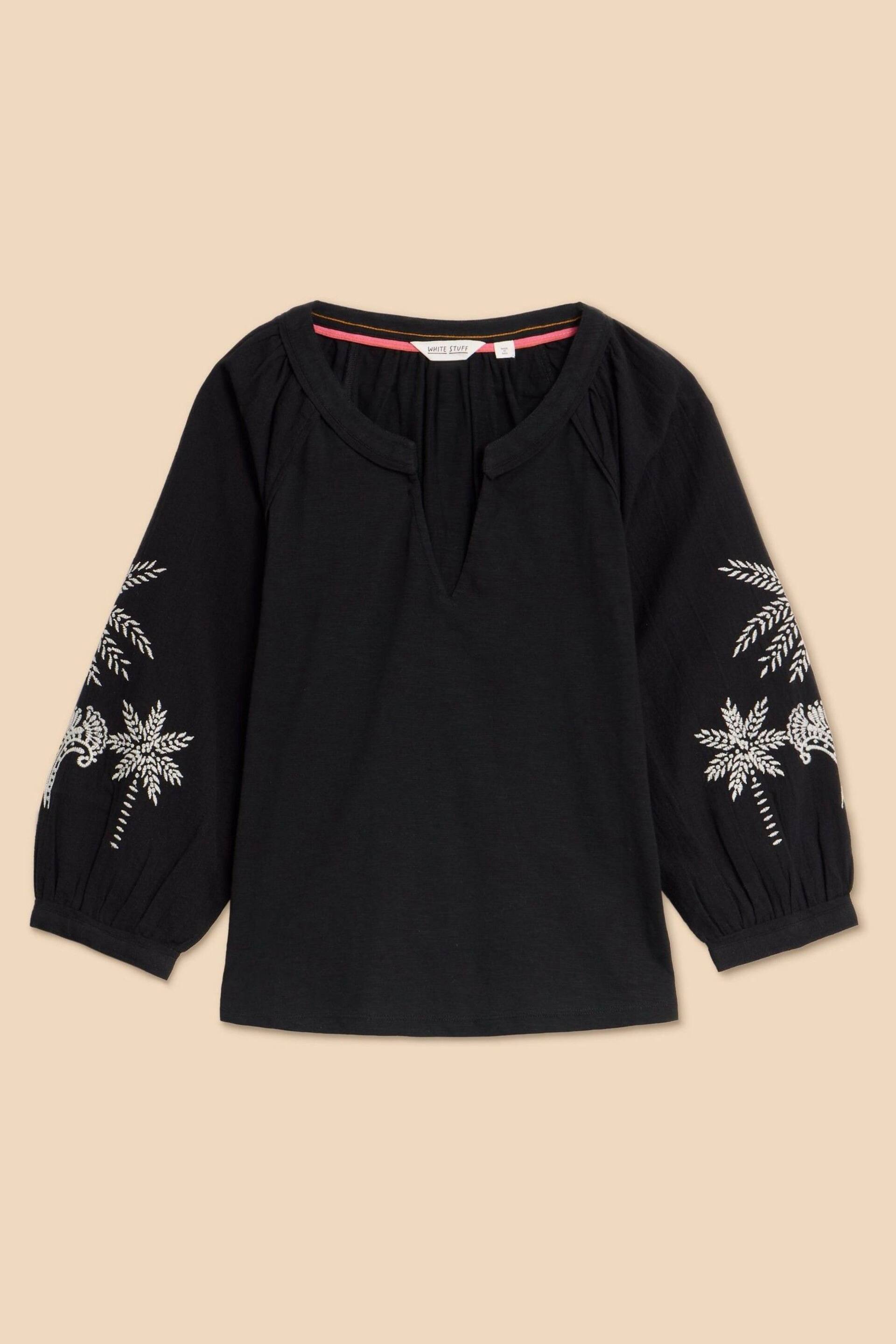 White Stuff Black Mix Embroidered Millie Top - Image 5 of 7