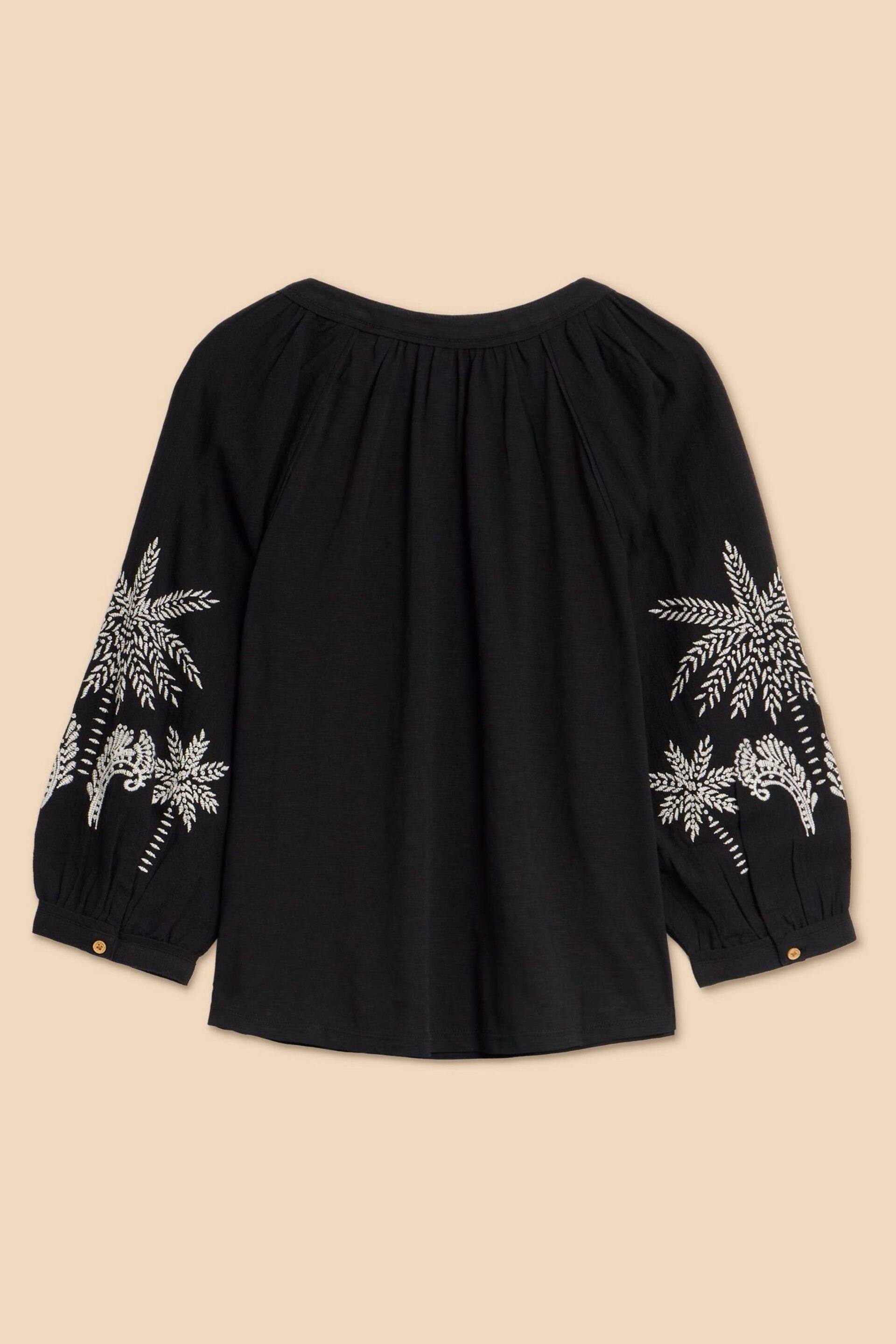 White Stuff Black Mix Embroidered Millie Top - Image 6 of 7