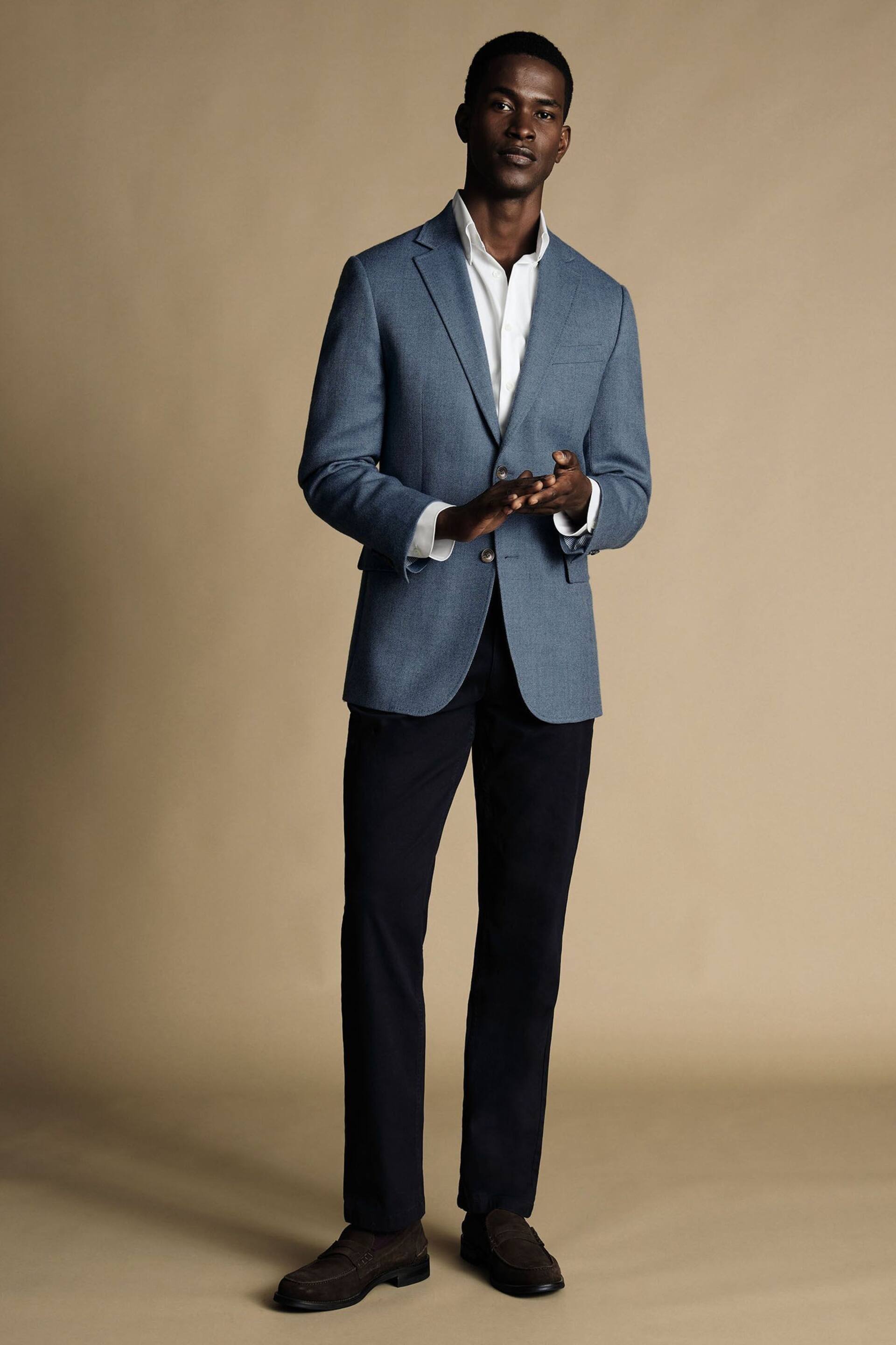 Charles Tyrwhitt Blue Twill Wool Texture Classic Fit Jacket - Image 3 of 5