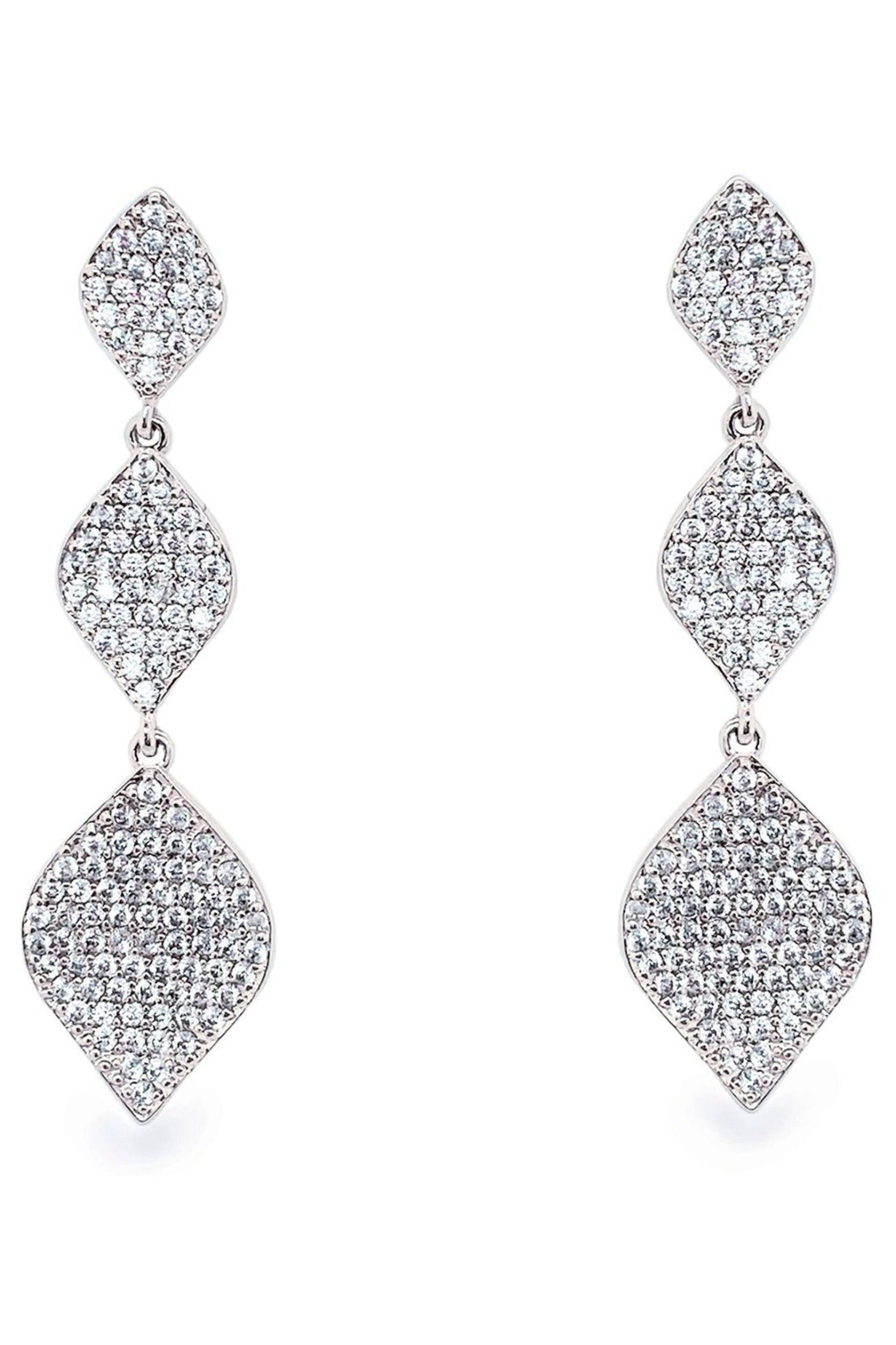 Ivory & Co Rhodium Rochelle Crystal Pave Triple Drop Earrings - Image 1 of 5